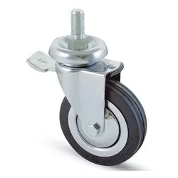 Ruota mobile (80mm) perno girevole filettato e freno 500BIS Cromo e Nero 16703 - immagine 1