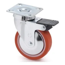 Ruota mobile (50mm) piastra girevole e freno 500 Cromo e Arancio 17311 - immagine 1