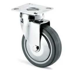 Ruota mobile (50mm) piastra girevole 220C Cromo e Grigio 15197 - immagine 1