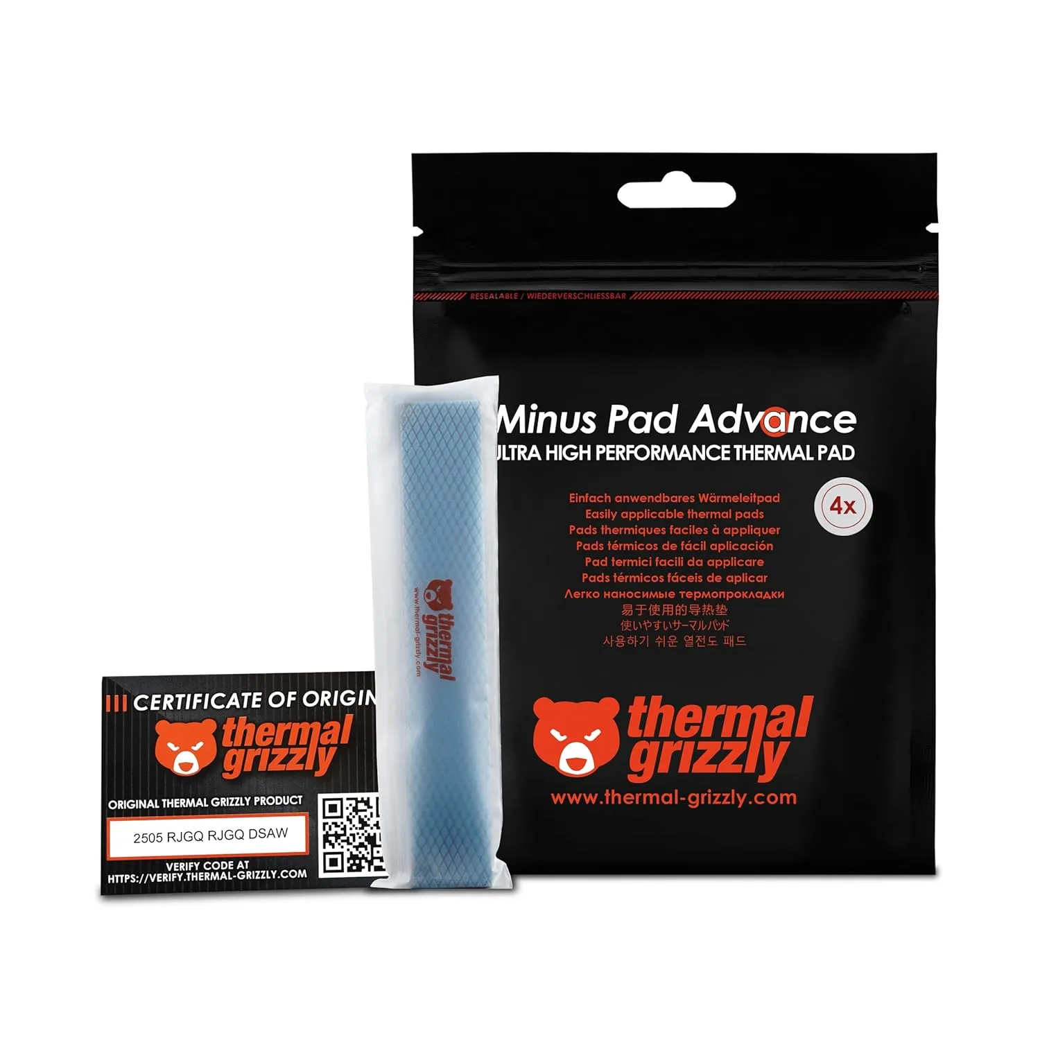 Pad termico non conduttivo ad alta conduttività Thermal Grizzly Minus Pad Advance 120x20x1mm - immagine 1