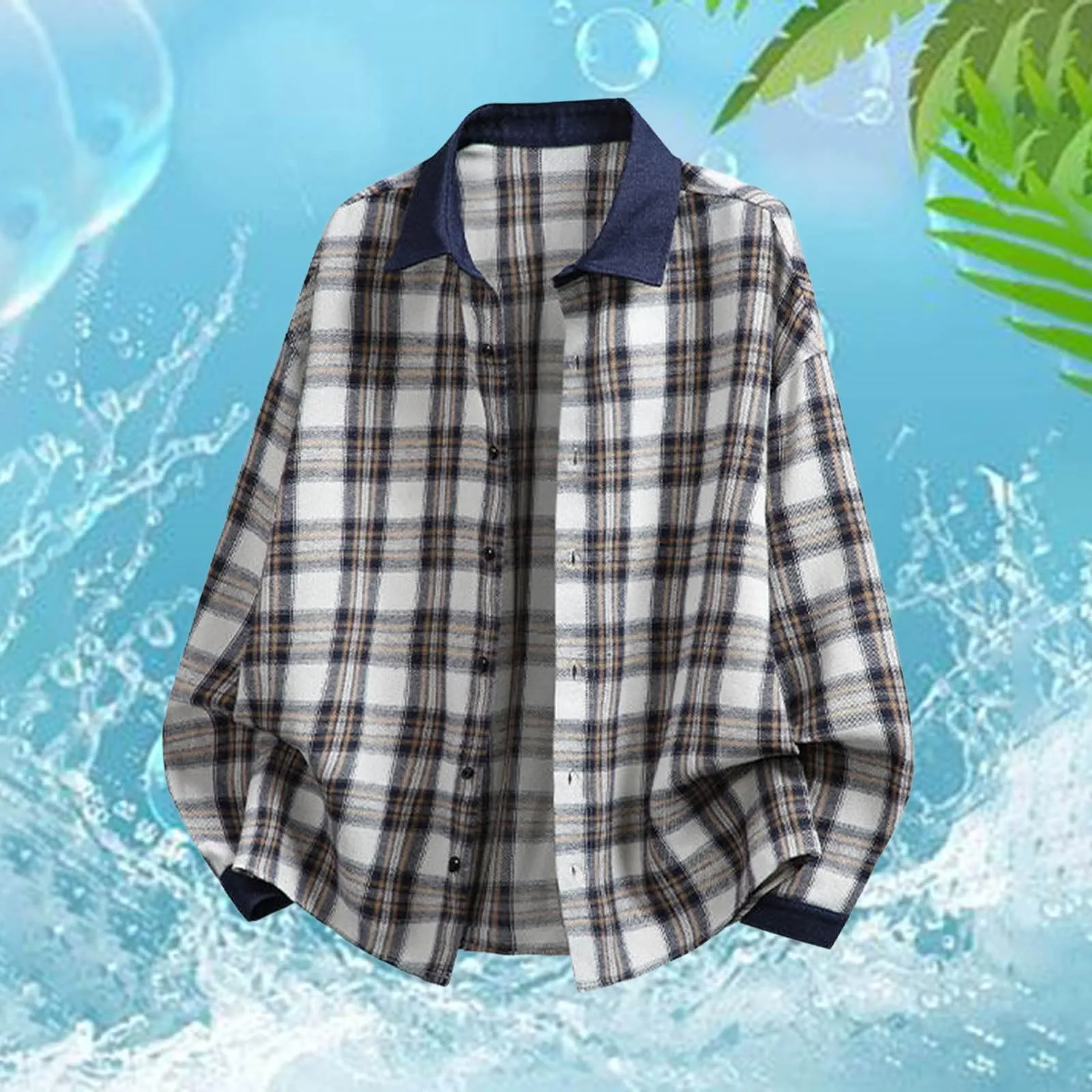 Camicia da lavoro da uomo, Loose Fit, in flanella, a quadri, per l'inverno, per il tempo libero, a maniche lunghe, in lino, S8 bianco, 5XL - immagine 2