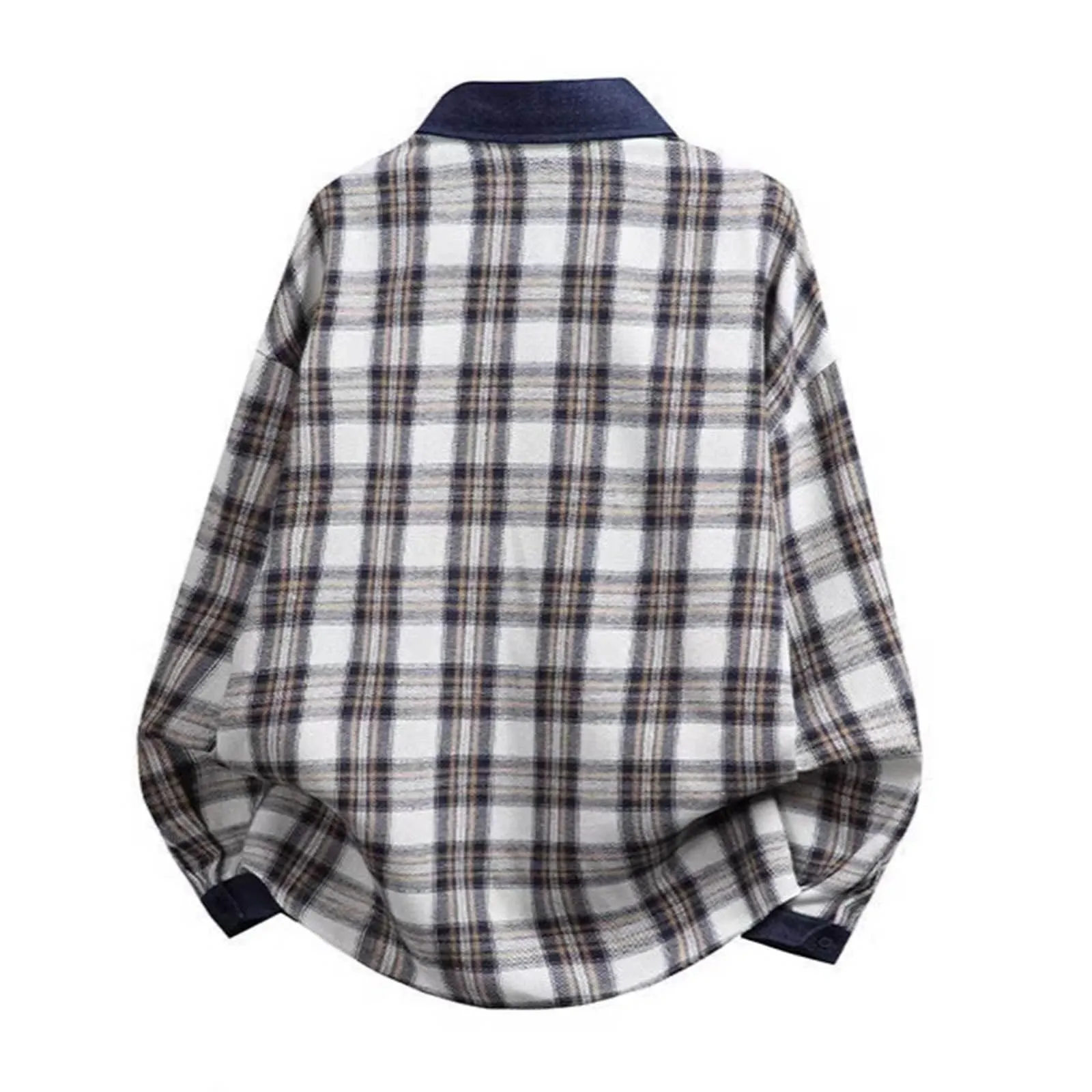 Camicia da lavoro da uomo, Loose Fit, in flanella, a quadri, per l'inverno, per il tempo libero, a maniche lunghe, in lino, S8 bianco, 5XL - immagine 4