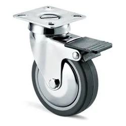 Ruota mobile (50mm) piastra girevole e freno 220CBIS Cromo e Grigio 15201 - immagine 1