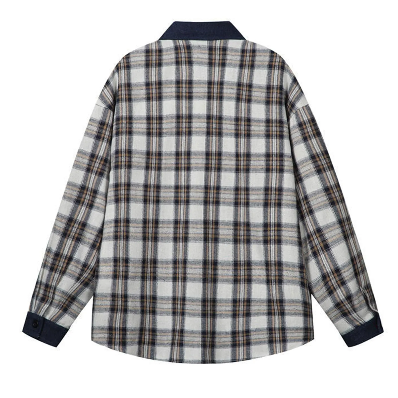 Camicia da lavoro da uomo, Loose Fit, in flanella, a quadri, per l'inverno, per il tempo libero, a maniche lunghe, in lino, 5XL - immagine 1