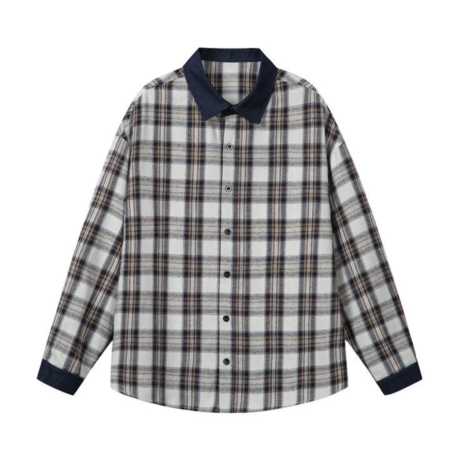 Camicia da lavoro da uomo, Loose Fit, in flanella, a quadri, per l'inverno, per il tempo libero, a maniche lunghe, in lino, L - immagine 4