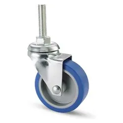 Ruota mobile (100mm) perno girevole filettato 221B Cromo e Blu 17330 - immagine 1