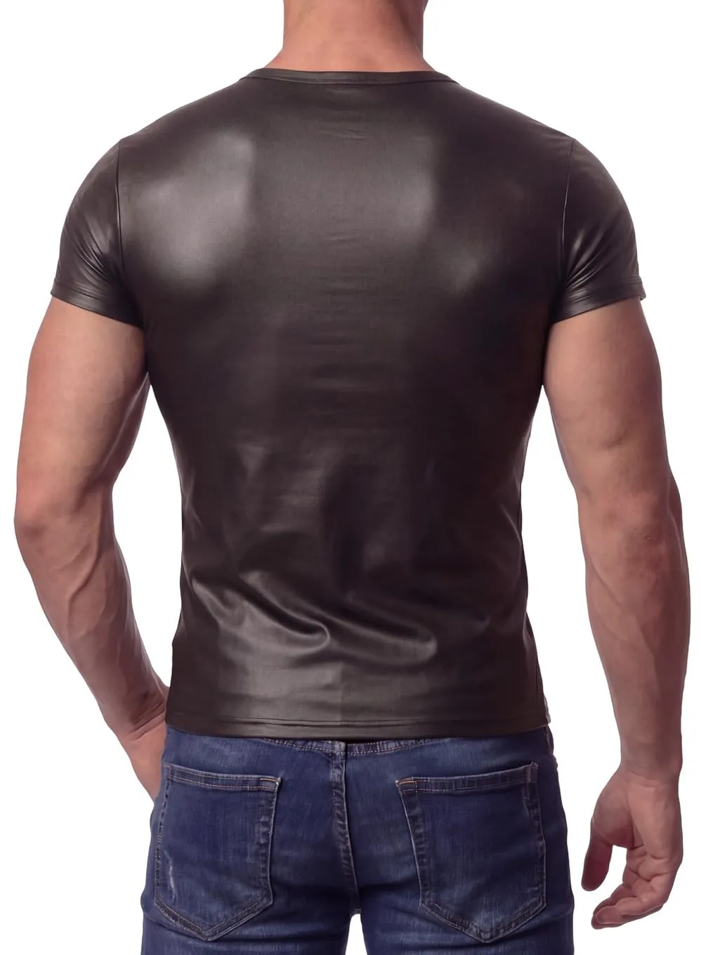Maglietta da uomo simile al lattice, effetto bagnato con inserti in rete, Mesh 01, L - immagine 2