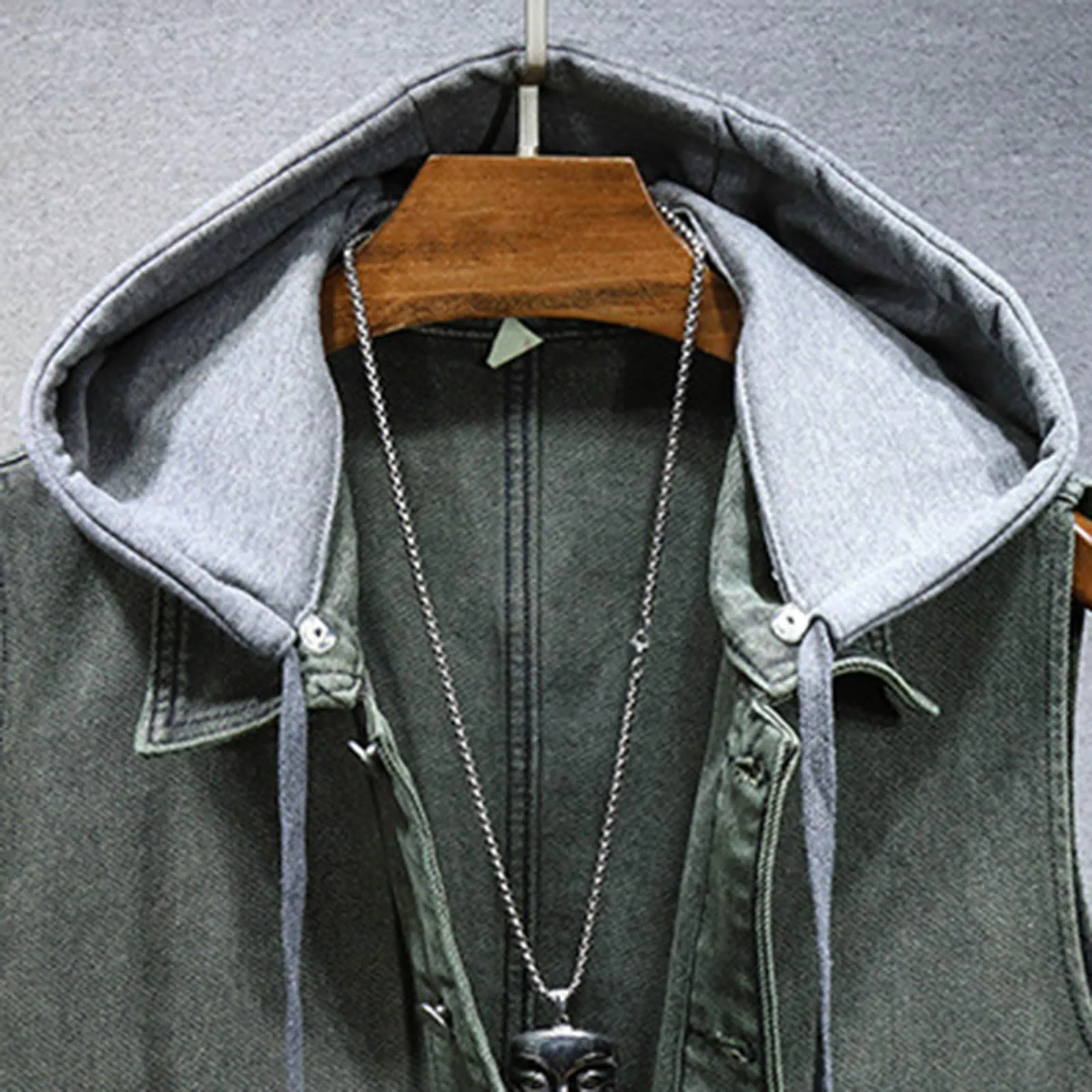 Gilet in jeans da uomo, mimetico, per il tempo libero, per fotografo, senza maniche, per attività all'aria aperta, campeggio, multi-tasca, senza maniche, gilet in jeans, 01 verde., L - immagine 7