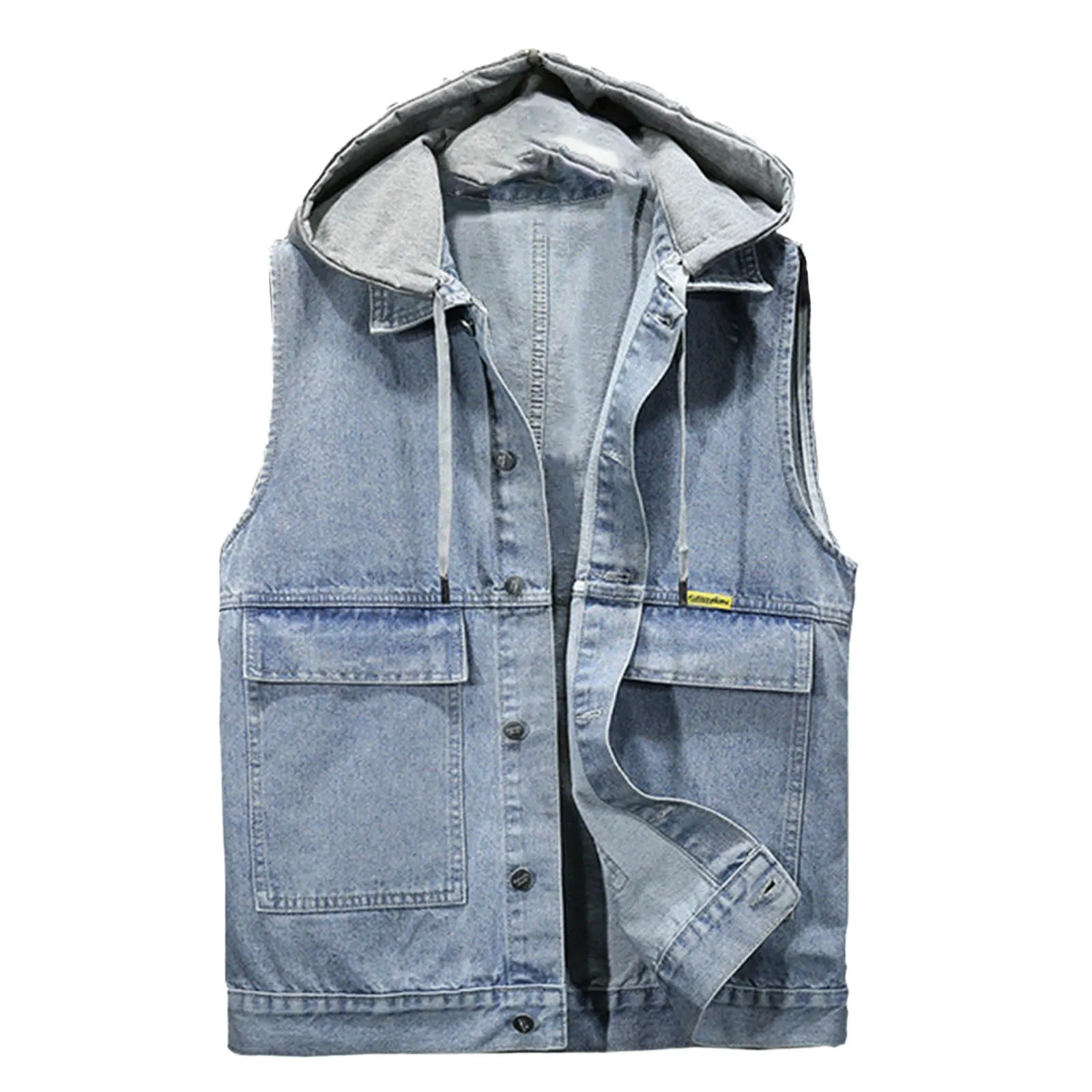 Gilet in jeans da uomo, mimetico, per il tempo libero, per fotografo, senza maniche, per attività all'aria aperta, campeggio, multi-tasca, senza maniche, gilet in jeans, 01 blu., XL - immagine 1