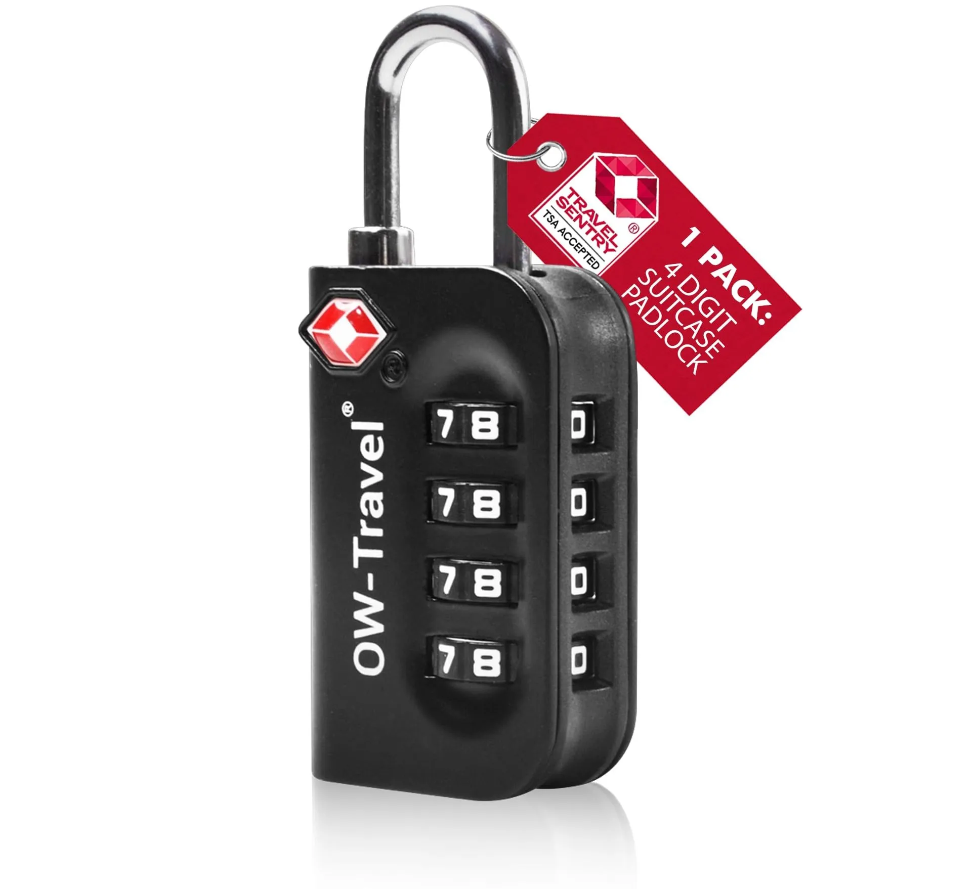 OW-Travel Lucchetto TSA, Lucchetto Valigia Aereo Codice 4 Cifre Nero 1 Pz - immagine 1