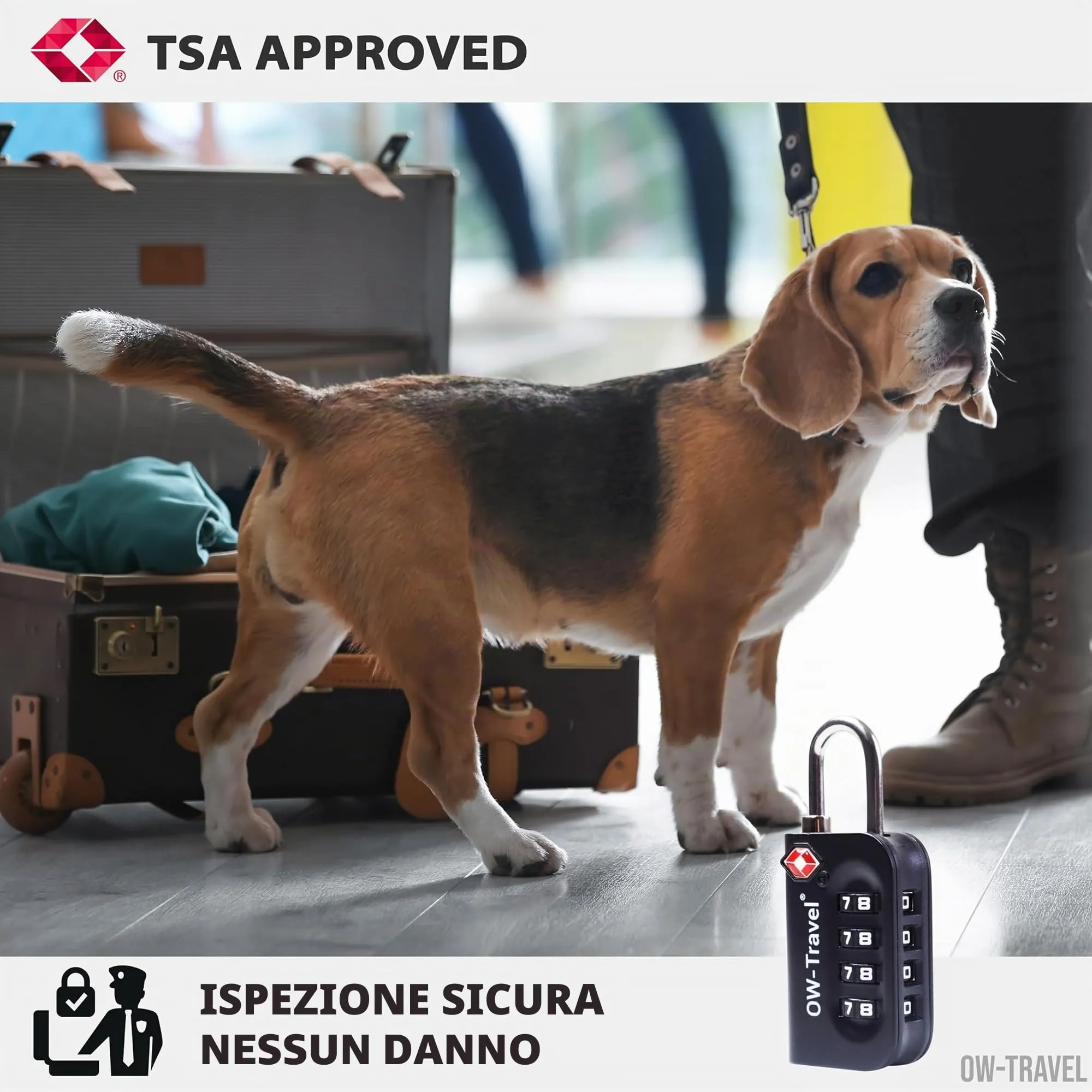 OW-Travel Lucchetto TSA, Lucchetto Valigia Aereo Codice 4 Cifre Nero 1 Pz - immagine 5