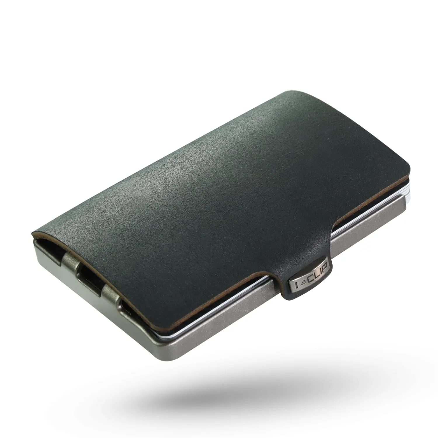 I-CLIP Original Portafoglio Uomo Slim Banconote, Mini Wallet fino a 12 Carte, Ultraleggero con soli 22g, Pelle Liscia Nero, Telaio Argento - immagine 1