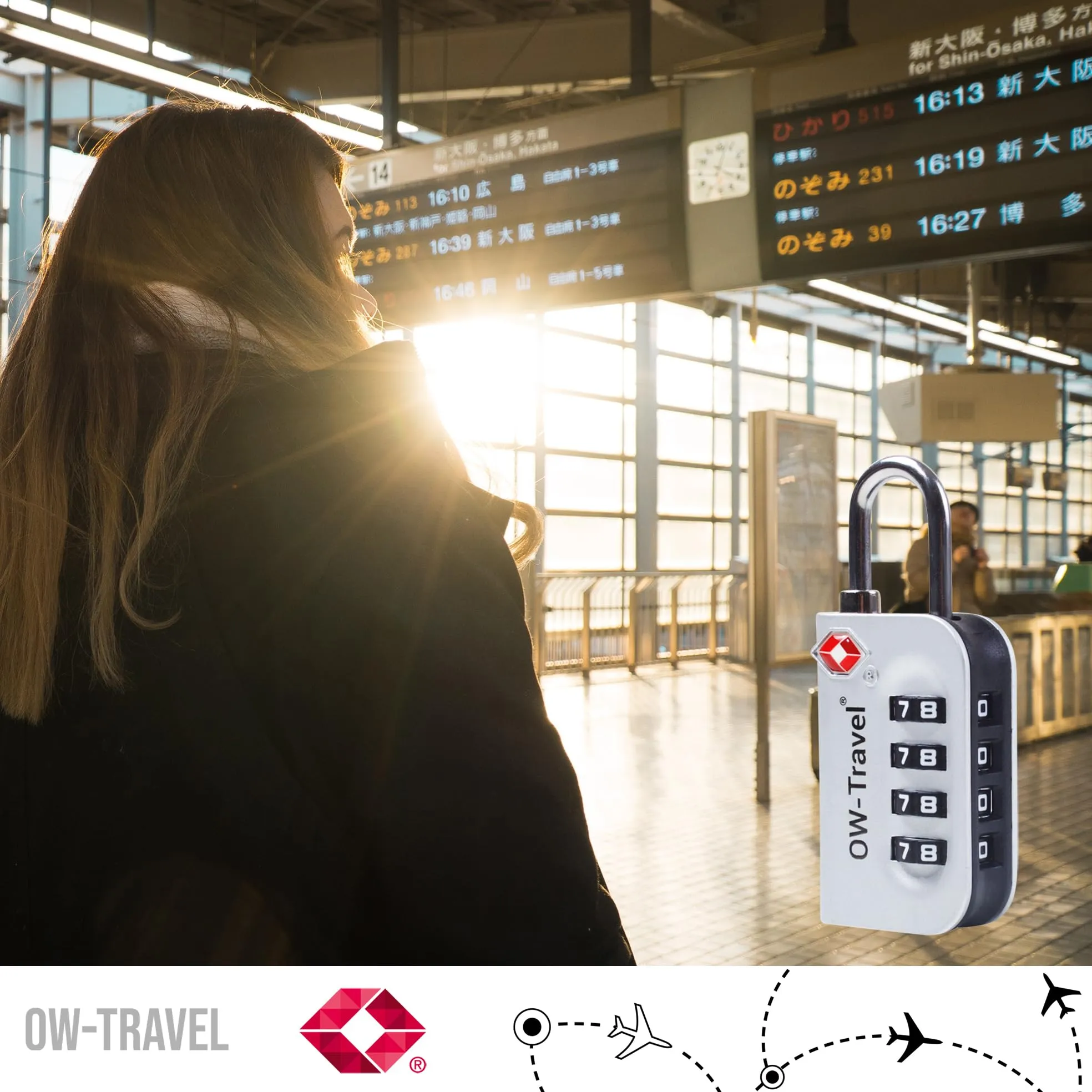 OW-Travel Lucchetto TSA, Lucchetto Valigia Aereo 4 Cifre Argento 2 Pz - immagine 9