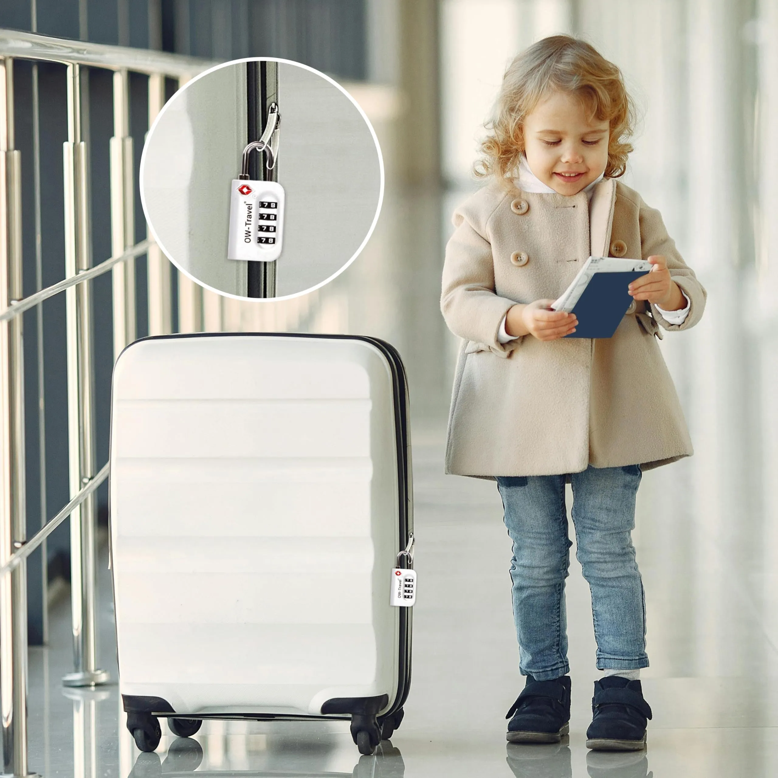 OW-Travel Lucchetto TSA, Lucchetto Valigia Aereo 4 Cifre Argento 1 Pz - immagine 2