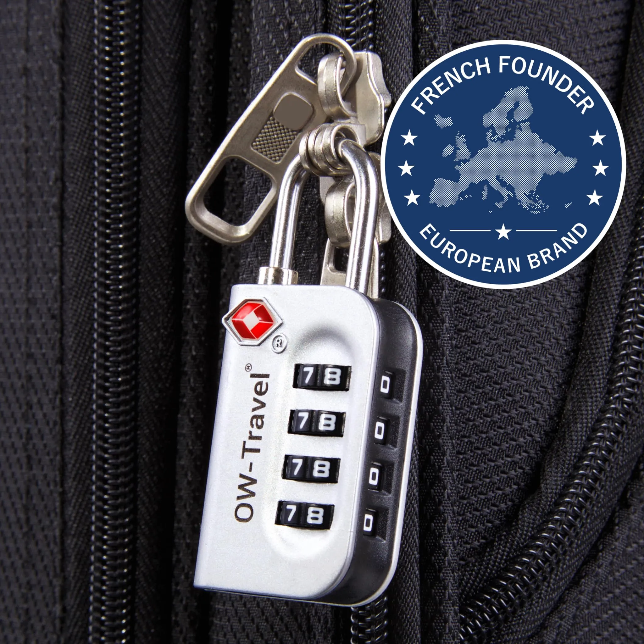 OW-Travel Lucchetto TSA, Lucchetto Valigia Aereo 4 Cifre Argento 1 Pz - immagine 3