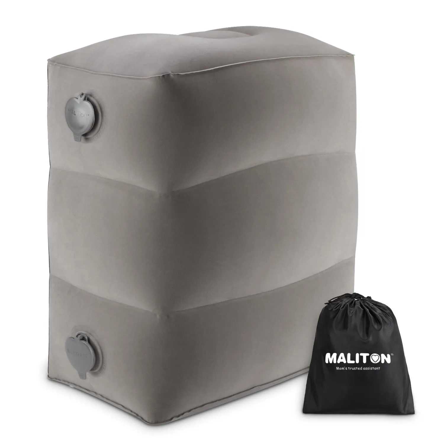 Maliton Poggiapiedi, poggiapiedi gonfiabile per aereo, cuscino da viaggio per bambini, altezza regolabile, poggiagambe per auto, treno, ufficio, pieghevole e portatile da viaggio (Grigio, 1 pezzo) - immagine 1