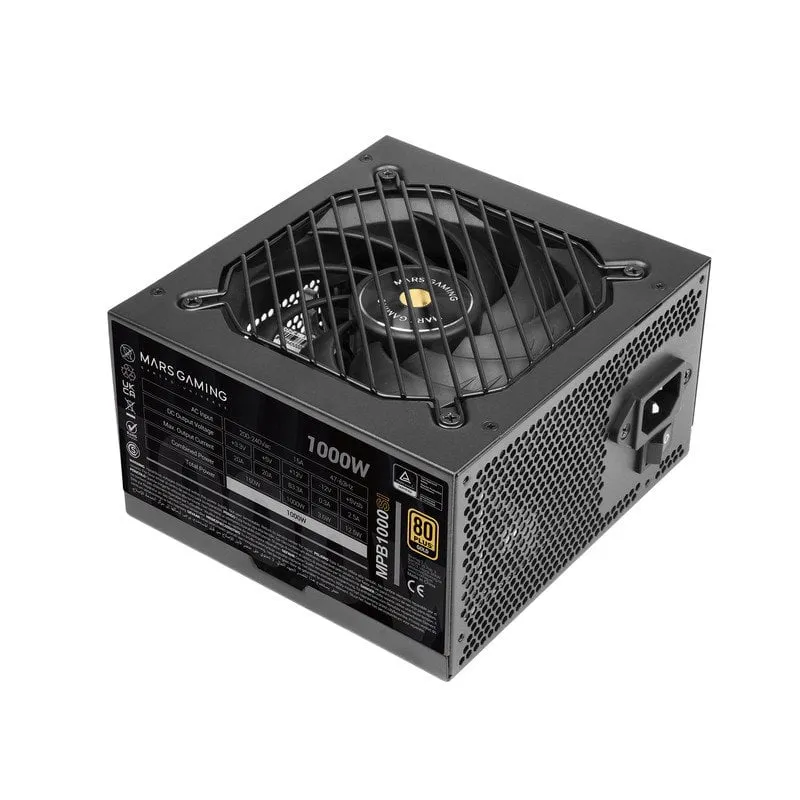 Alimentatore per PC Mars Gaming MPB1000SI 1000W ATX, garanzia di 7 anni, 80Plus Gold, 90% nero - immagine 1