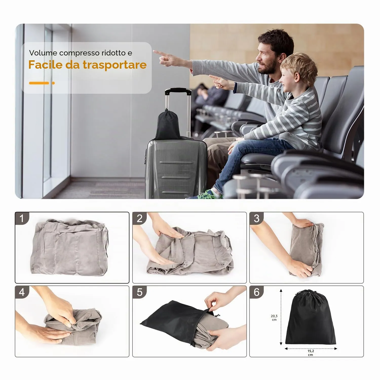Maliton Poggiapiedi/cuscino gonfiabile per gambe | altezza regolabile | crea un letto piatto per bambini e bambini | ideale per aereo, treno, auto, viaggi (grigio, 2 pezzi) - immagine 7