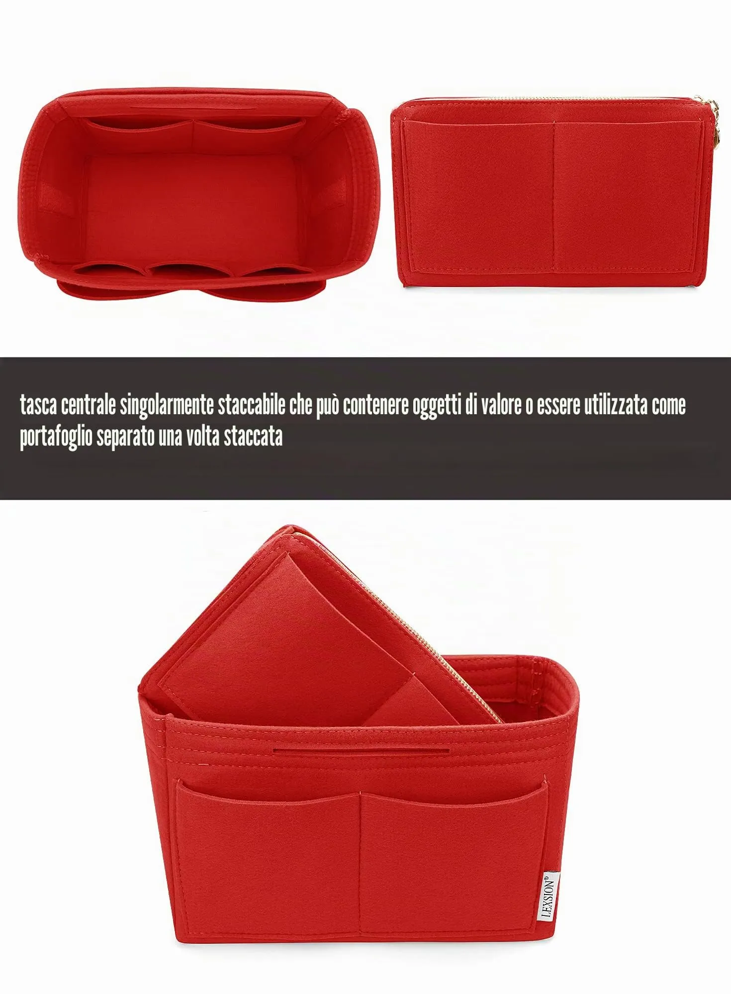 LEXSION, Organizer per borse in feltro, con cerniera, adatto per borse tote Speedy, Neverful, PM, MM - immagine 2