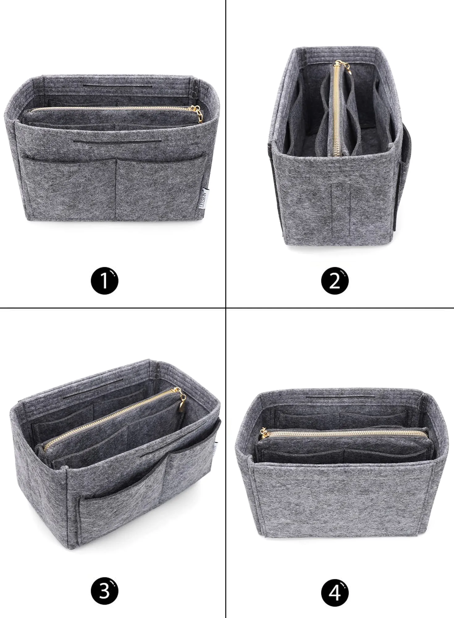 LEXSION, Organizer per borse in feltro, con cerniera, adatto per borse tote Speedy, Neverful, PM, MM - immagine 3