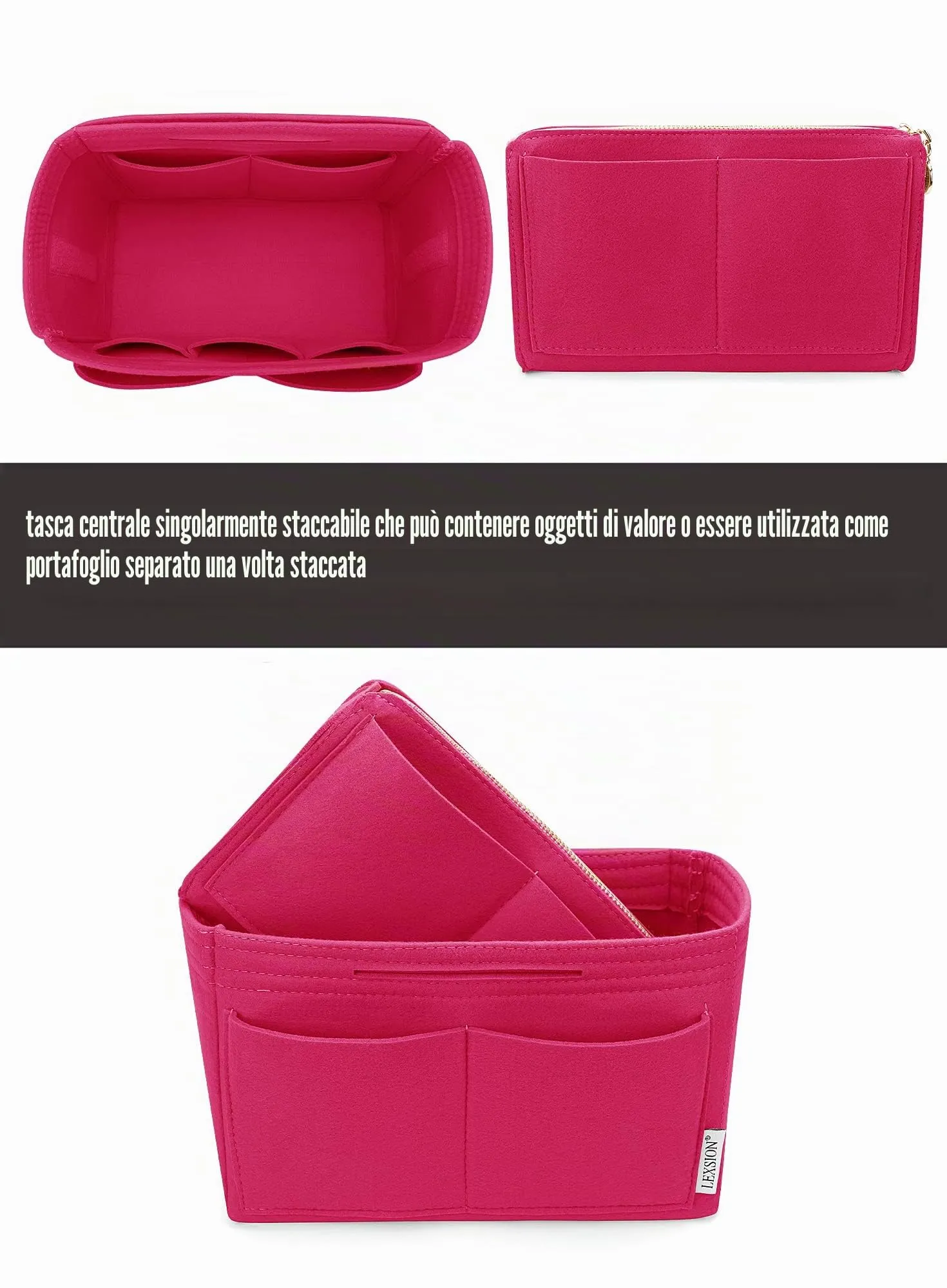 LEXSION, Organizer per borse in feltro, con cerniera, adatto per borse tote Speedy, Neverful, PM, MM - immagine 2