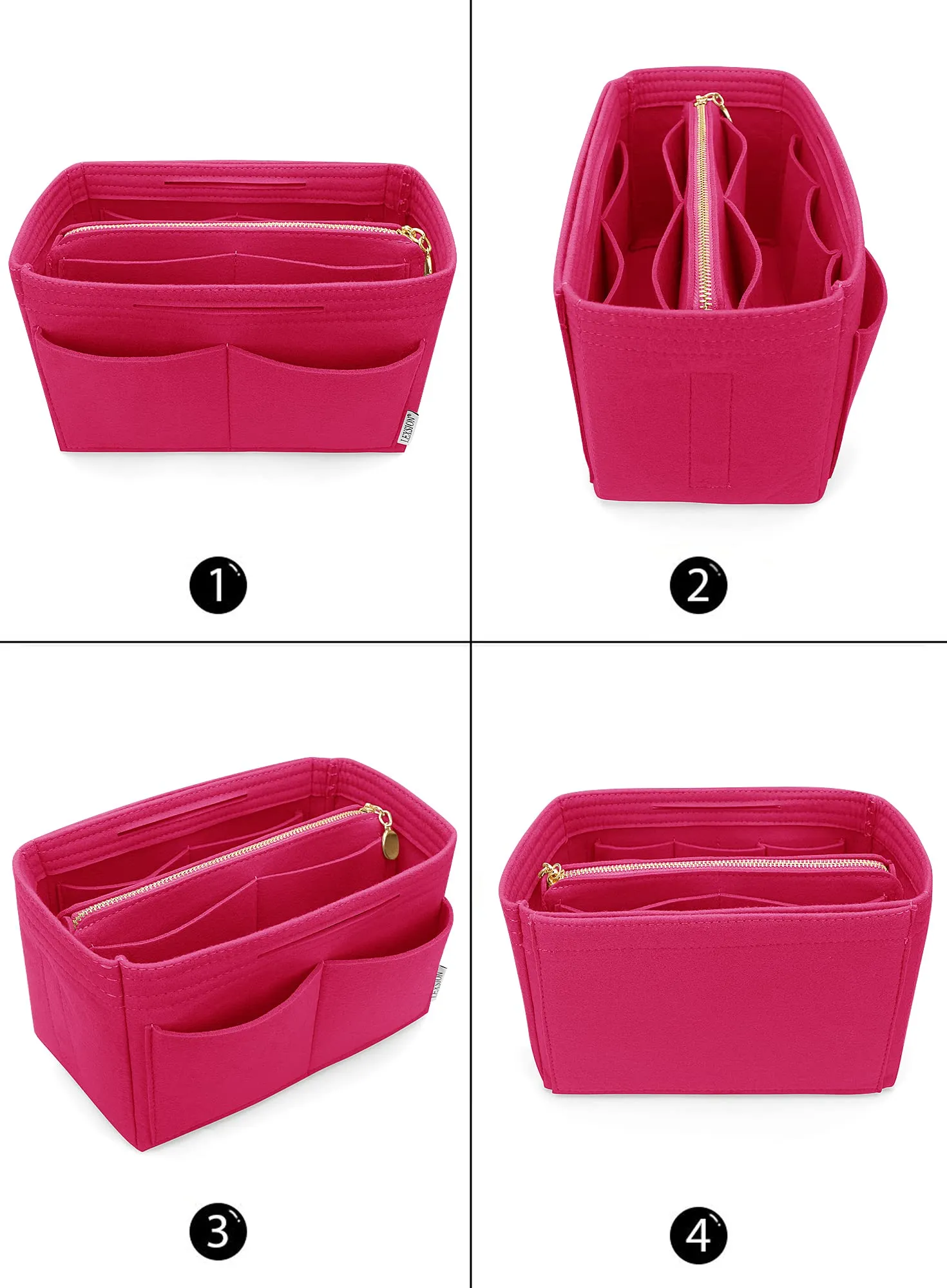 LEXSION, Organizer per borse in feltro, con cerniera, adatto per borse tote Speedy, Neverful, PM, MM - immagine 3