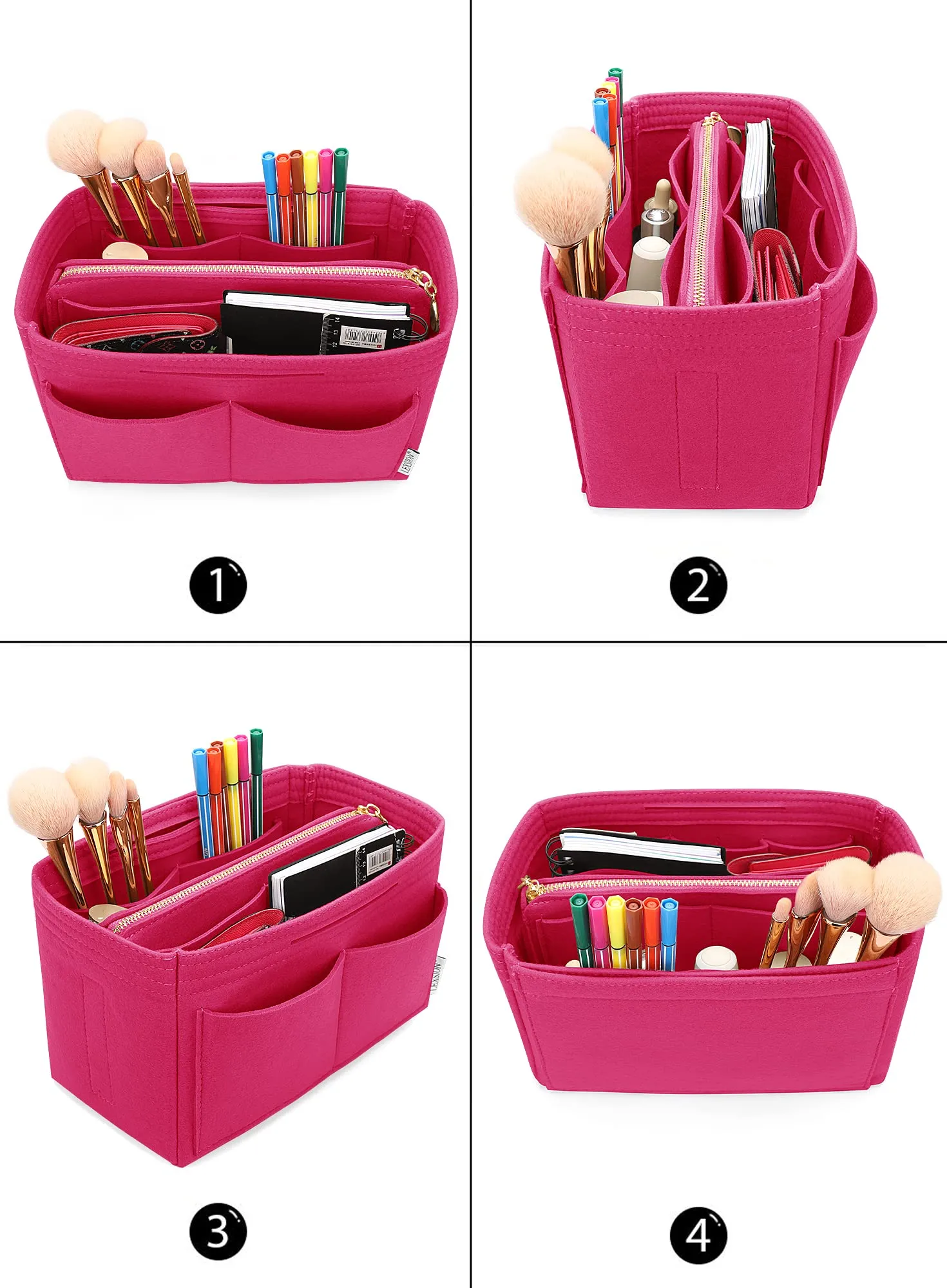 LEXSION, Organizer per borse in feltro, con cerniera, adatto per borse tote Speedy, Neverful, PM, MM - immagine 4