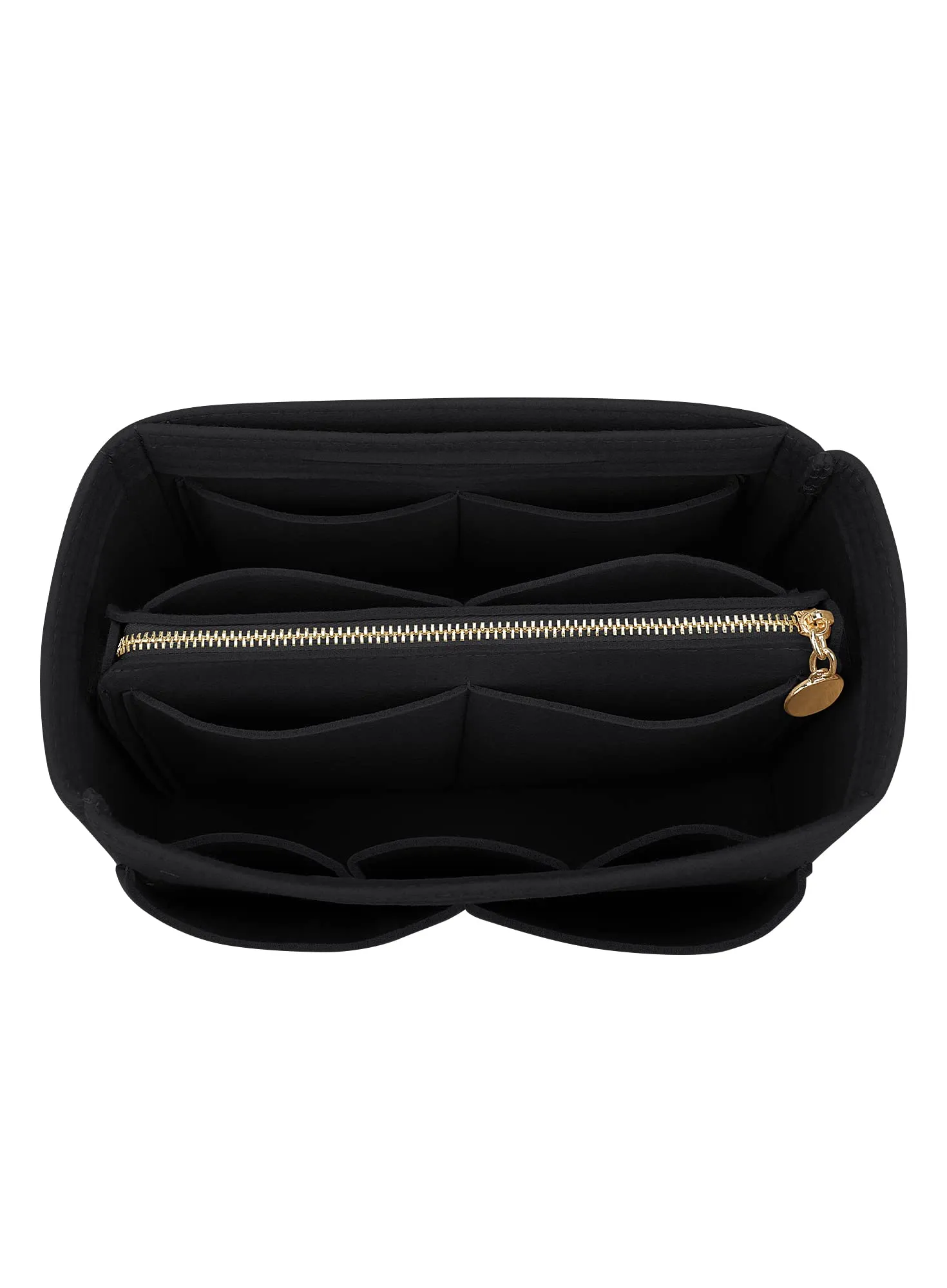 LEXSION Inserto organizer per borsa in feltro con cerniera, borsa tote Shaper Fit Speedy Neverful PM MM, 1-Nero, L - immagine 1