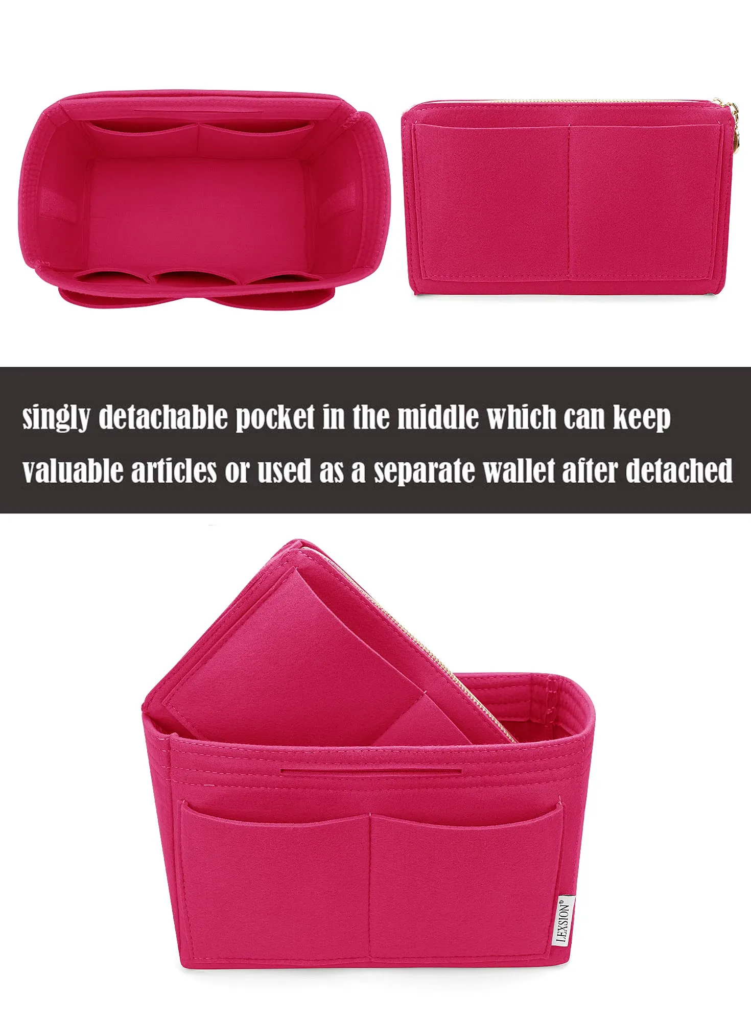 LEXSION, Organizer per borse in feltro, con cerniera, adatto per borse tote Speedy, Neverful, PM, MM - immagine 2
