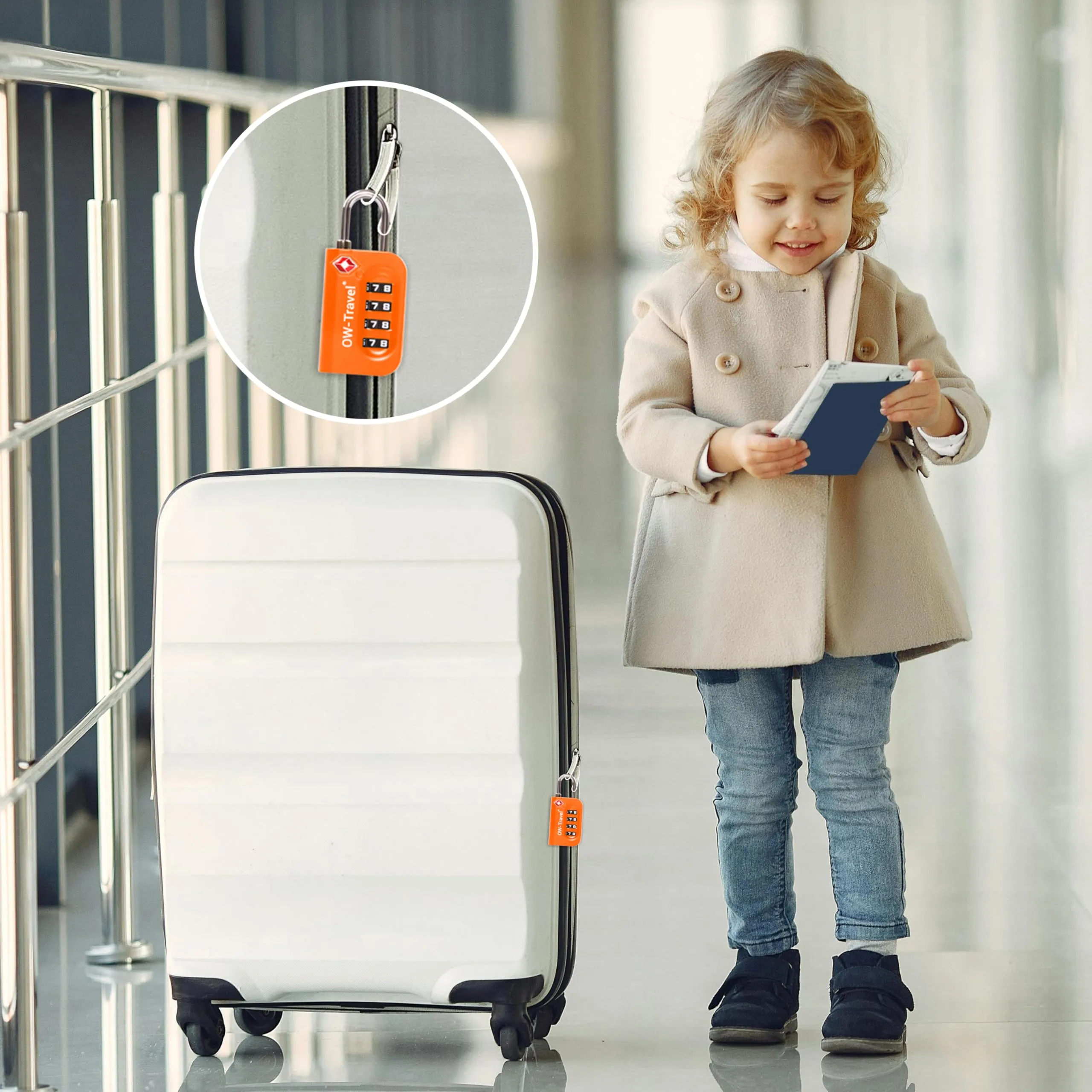 OW-Travel Lucchetto TSA, Lucchetto Valigia Aereo 4 Cifre Arancione 2 Pz - immagine 2