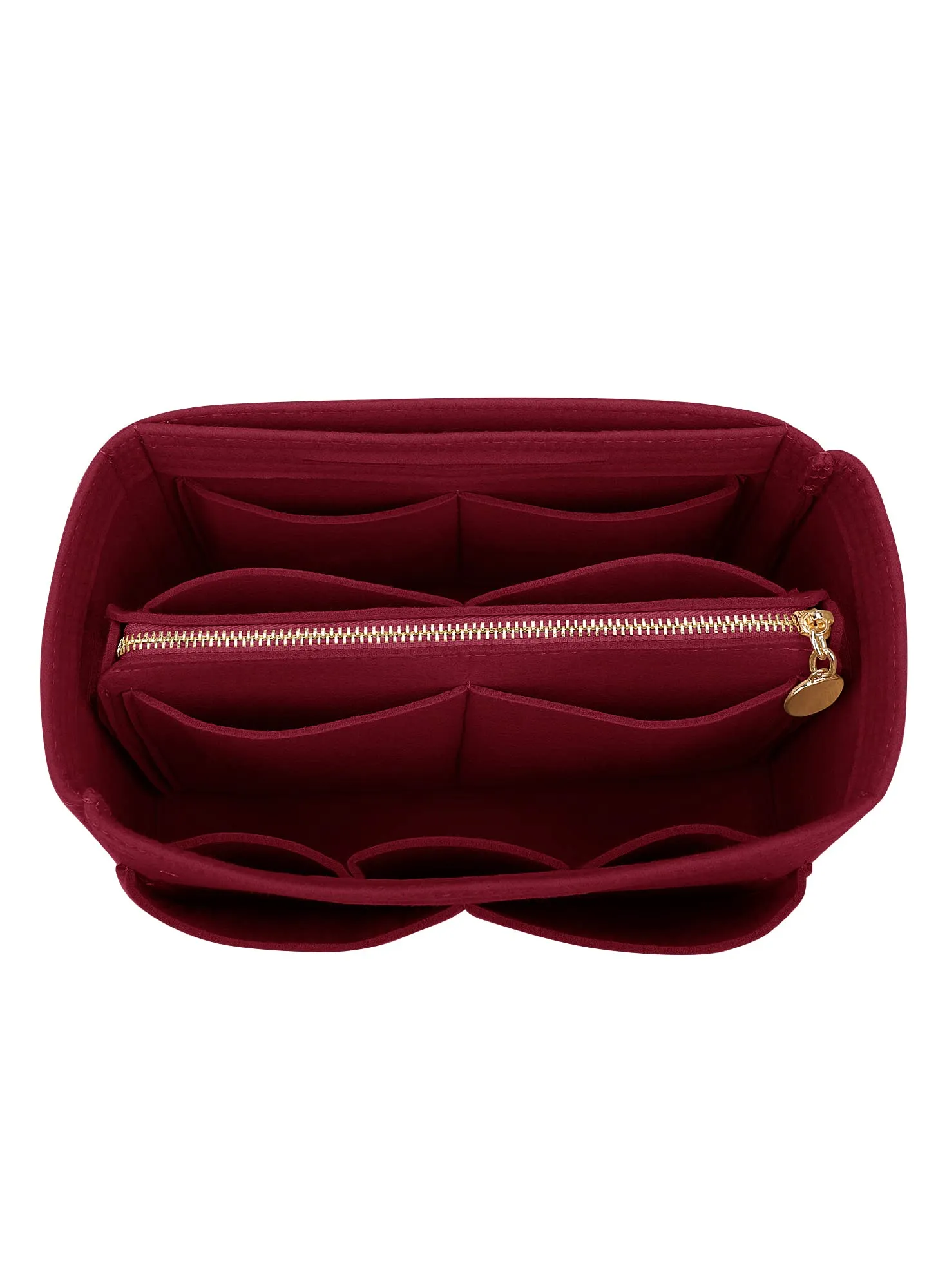 LEXSION Inserto organizer per borsa in feltro con cerniera, borsa tote Shaper Fit Speedy Neverful PM MM, 1-Vine Red, Slender Large - immagine 1