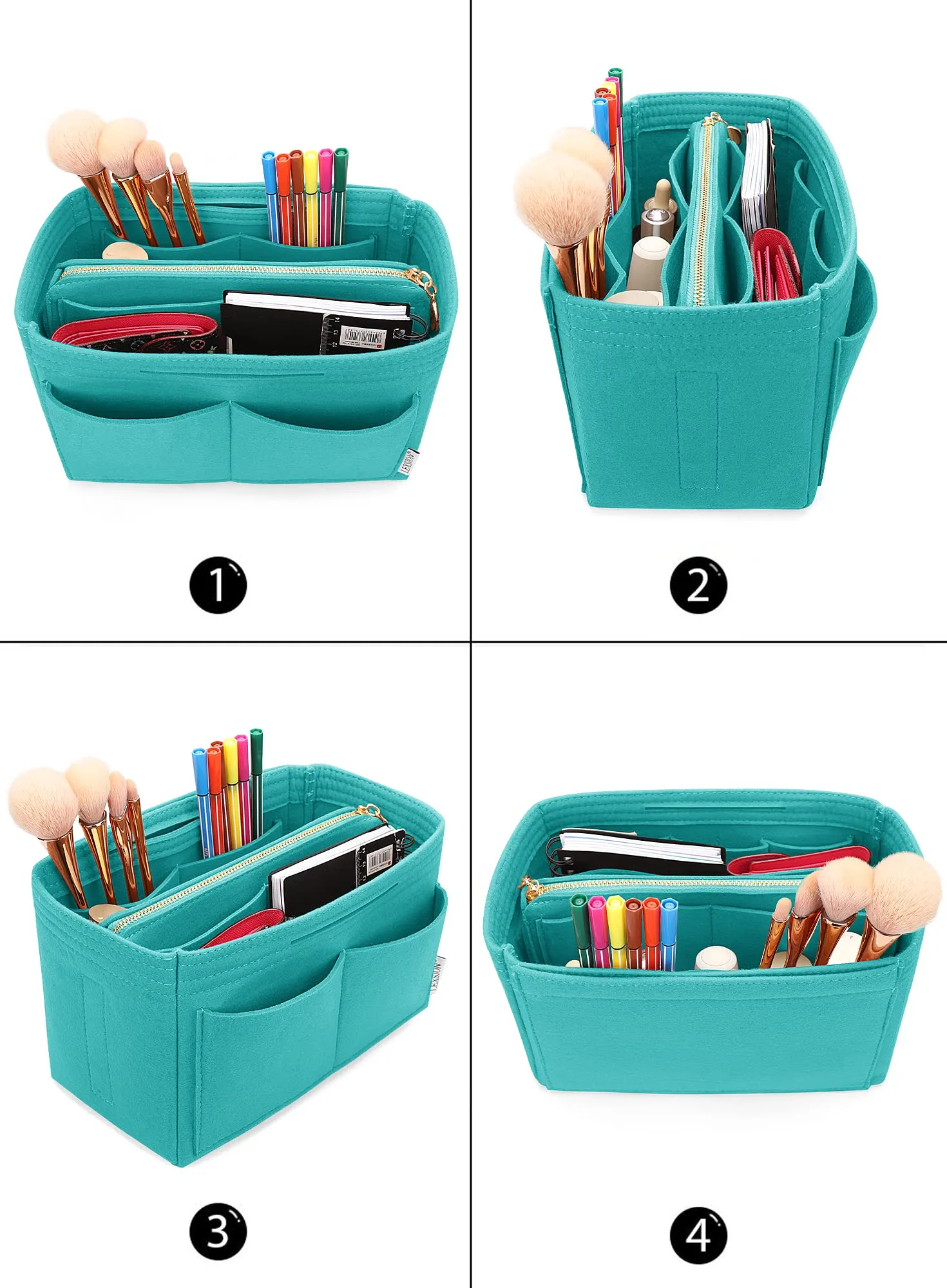 LEXSION, Organizer per borse in feltro, con cerniera, adatto per borse tote Speedy, Neverful, PM, MM, Blu lago, Slender Large - immagine 4