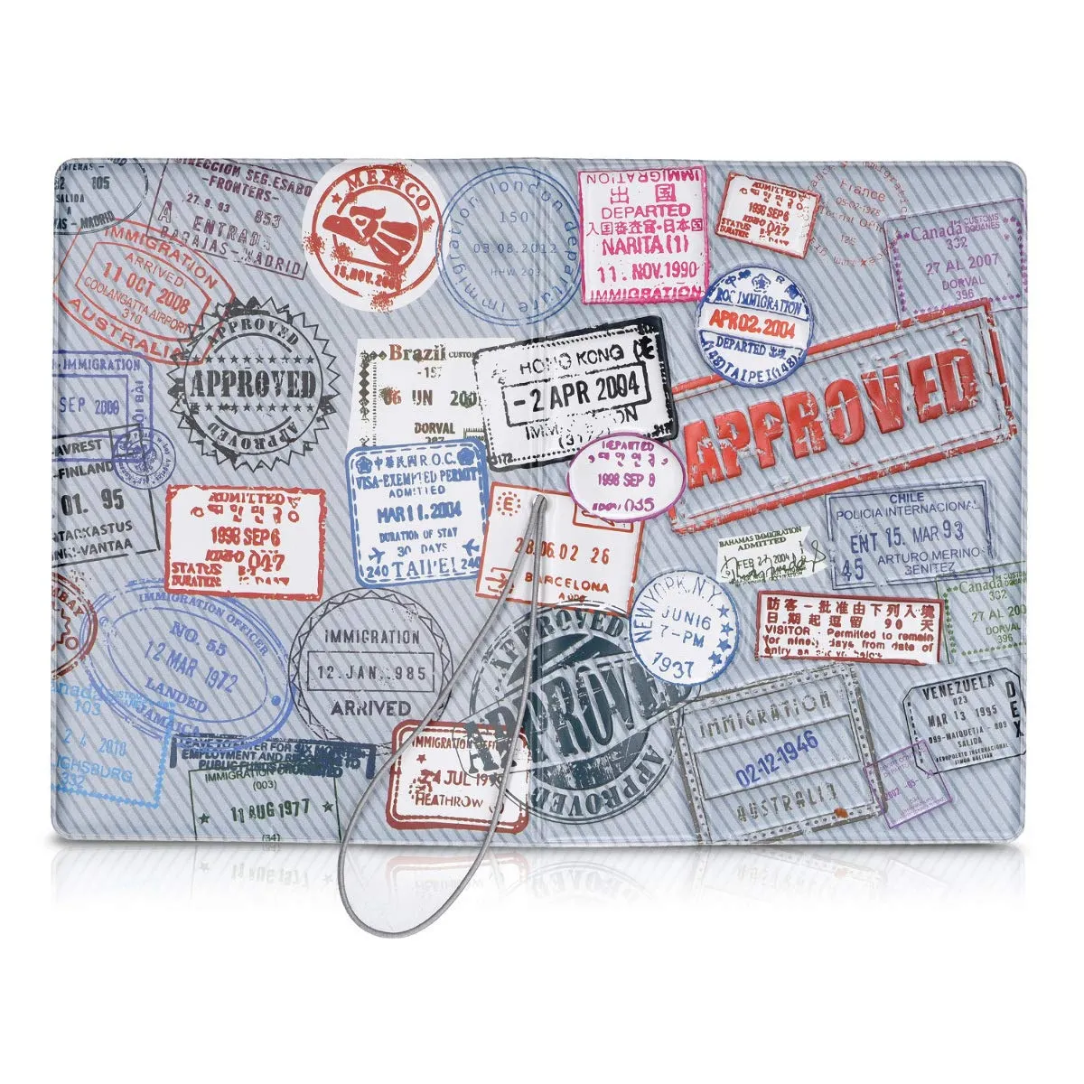 kwmobile Custodia per Passaporto - Porta Passaporto con Chiusura di Sicurezza ad Elastico - Protezione per Documenti - rosso/bianco/grigio - immagine 4