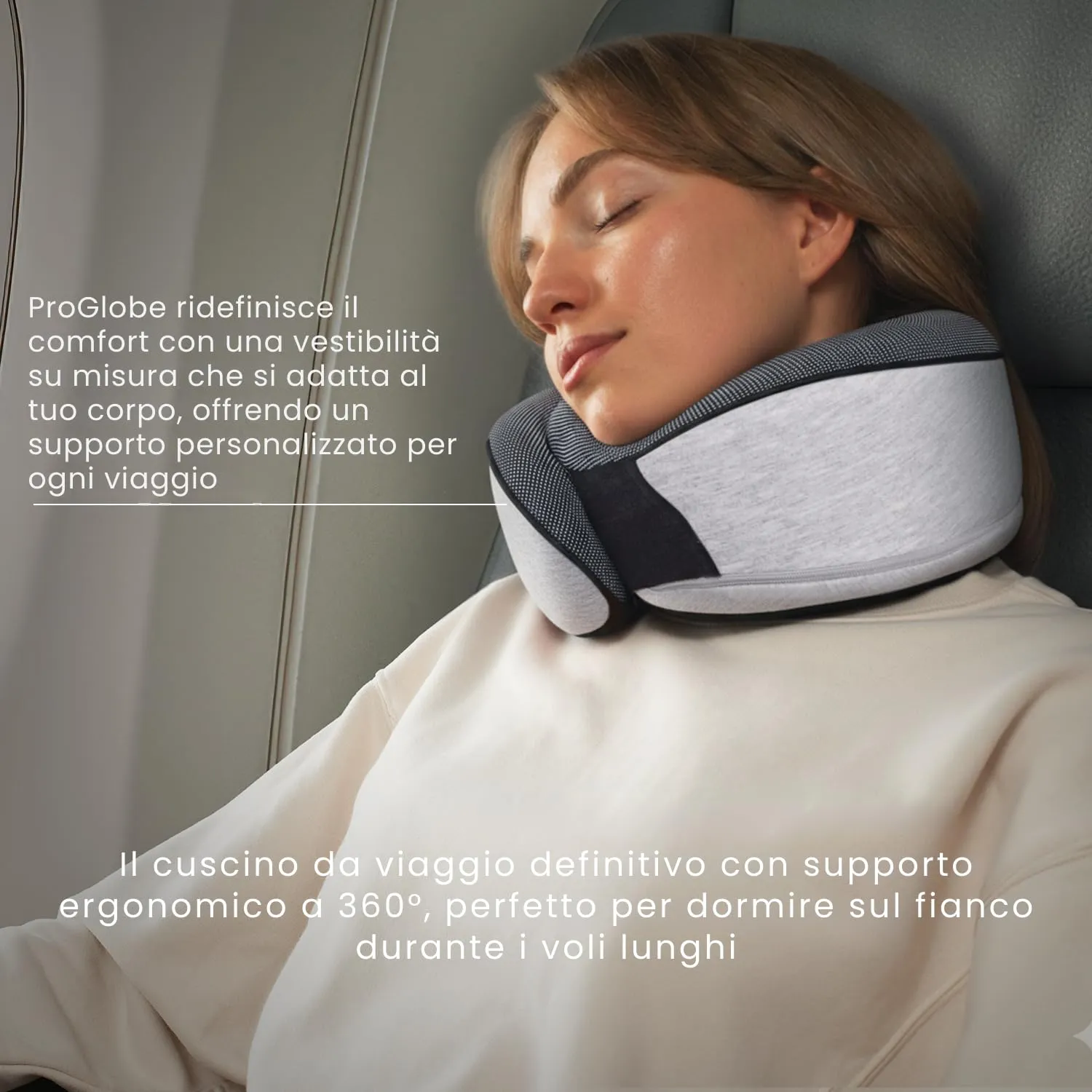 Proglobe Cuscino Cervicale da Viaggio in Memory Foam, Grigio - immagine 6