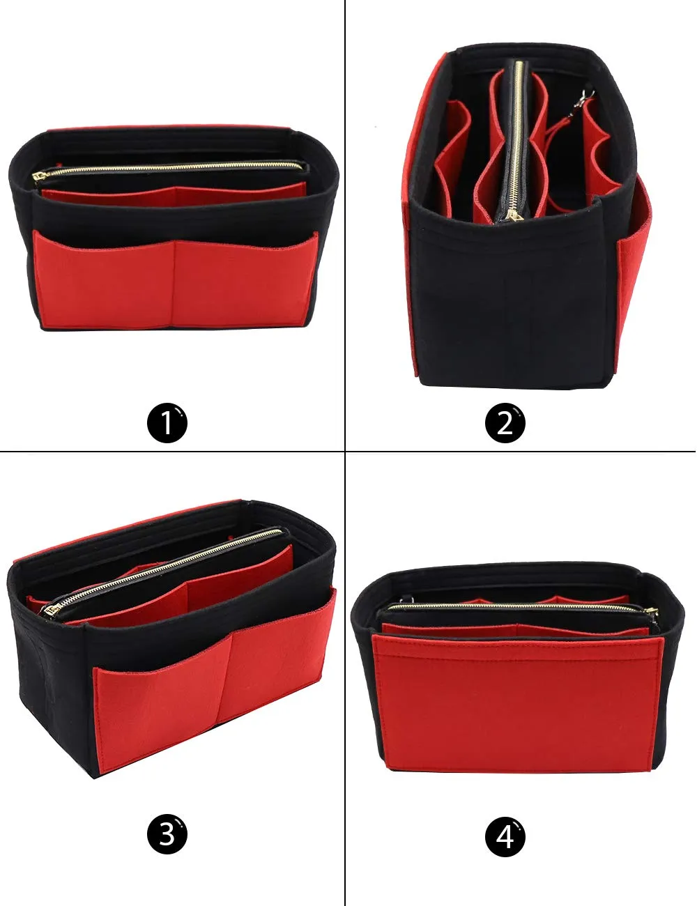 LEXSION Inserto organizer per borse in feltro con cerniera, adatto per - immagine 3