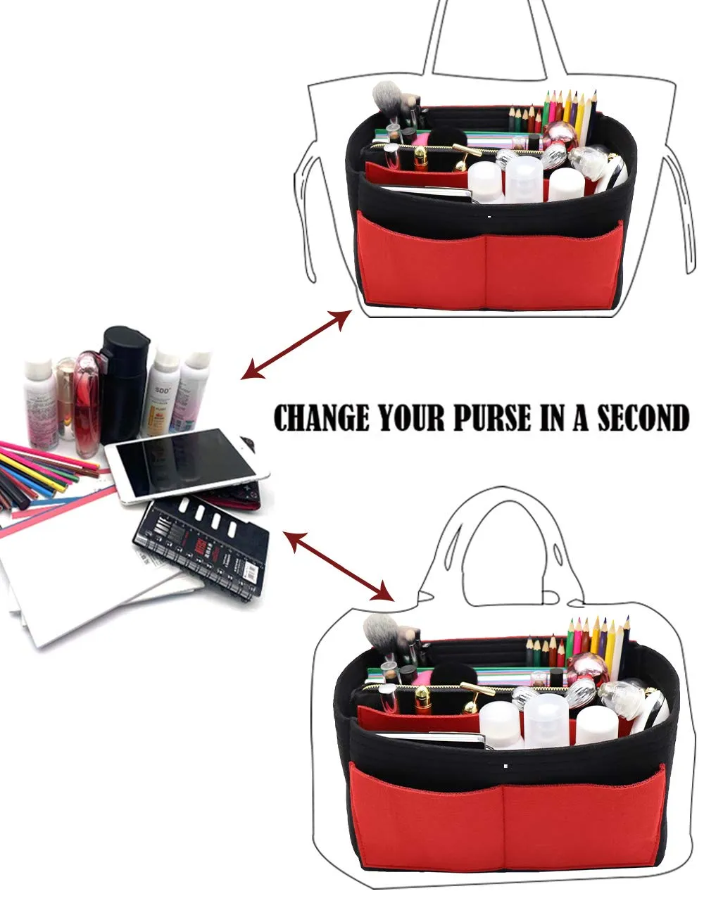 LEXSION, Organizer per borse in feltro, con cerniera, adatto per borse tote Speedy, Neverful, PM, MM - immagine 5
