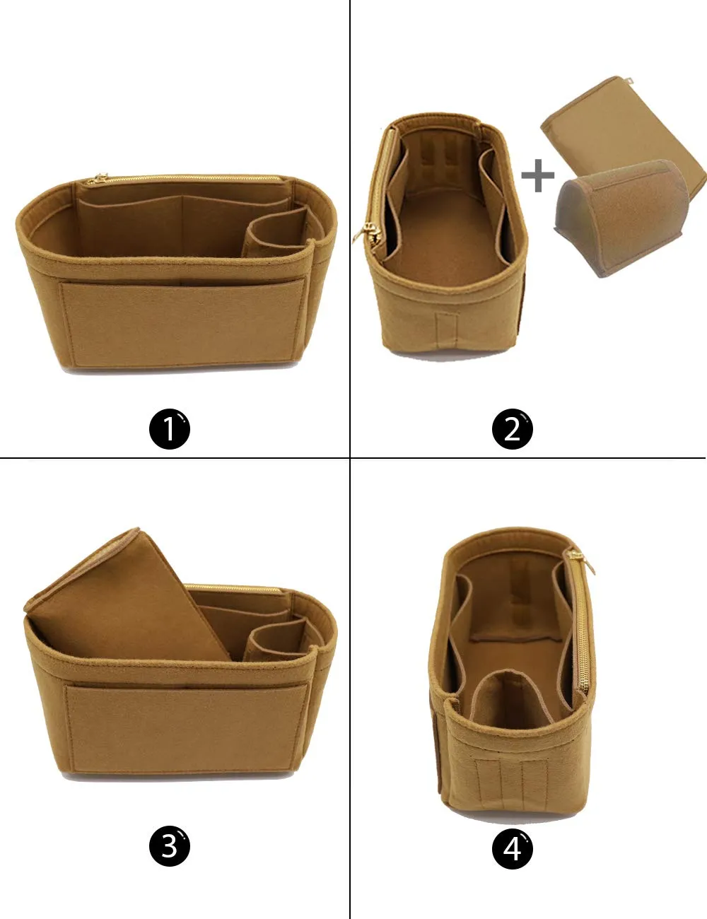 LEXSION, Organizer per borse in feltro, con cerniera, adatto per borse tote Speedy, Neverful, PM, MM - immagine 3