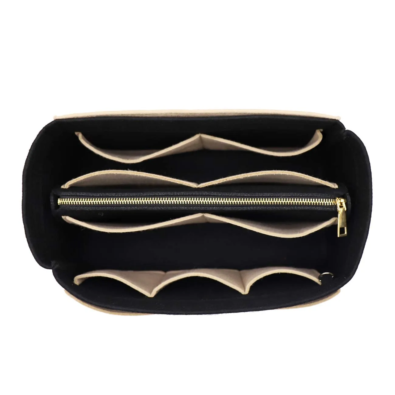 LEXSION Borsa organizer in feltro con cerniera Borsa Tote Shaper Fit Speedy Neverful PM MM, 1-nero+beige, XL - immagine 1