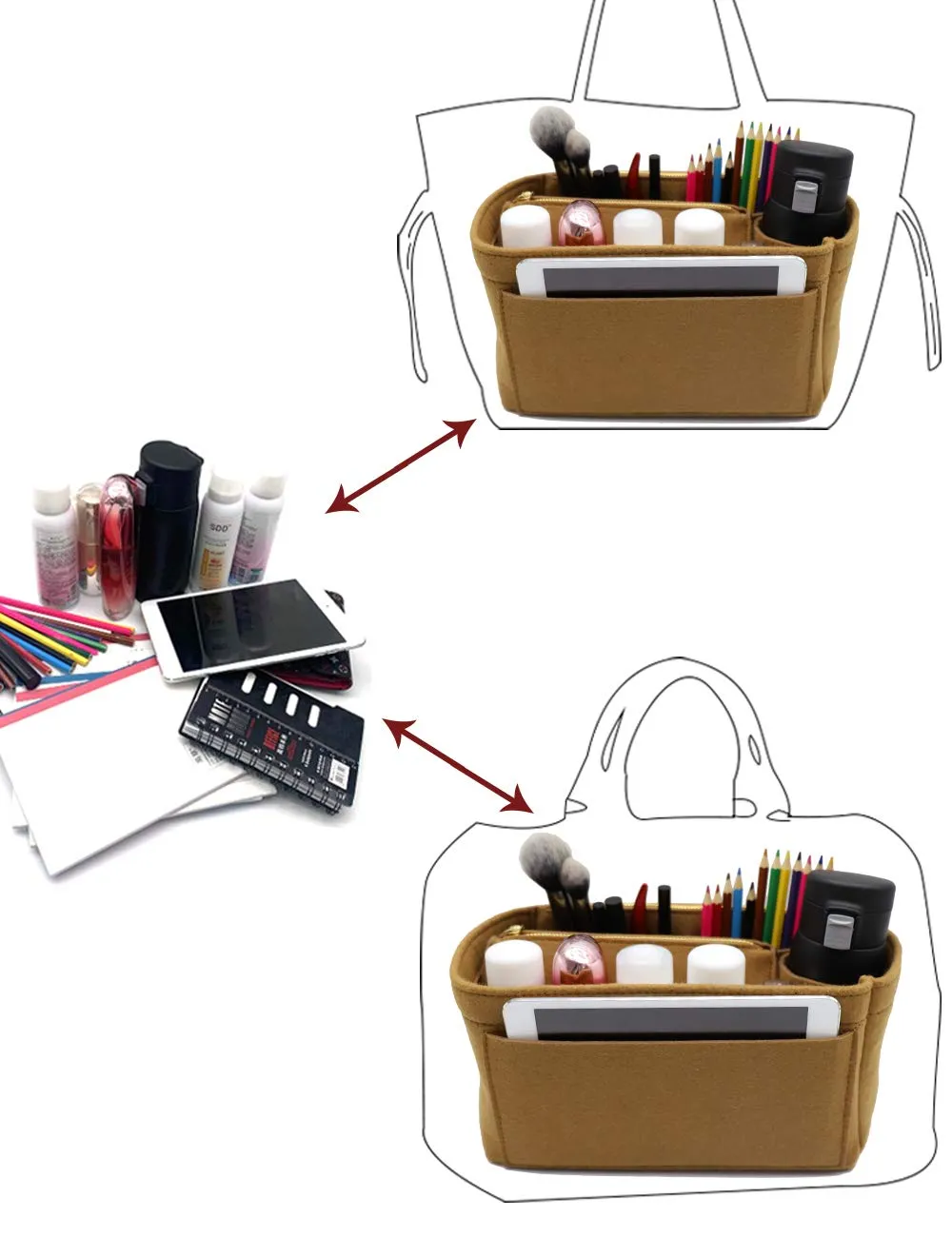 LEXSION, 8023, organizer per borsa, in feltro, per borse Speedy, Neverful - immagine 4
