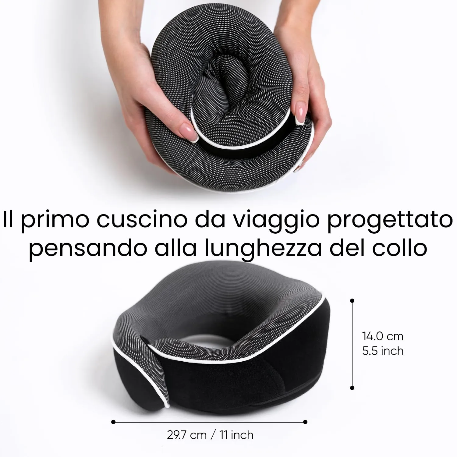 Proglobe Cuscino Cervicale da Viaggio in Memory Foam, Nero - immagine 5