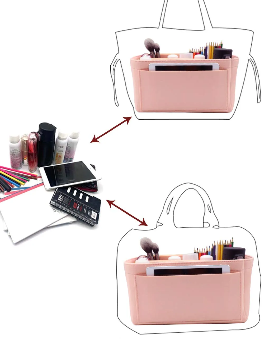 LEXSION, Organizer per borse in feltro, con cerniera, adatto per borse tote Speedy, Neverful, PM, MM, X-Large - immagine 6