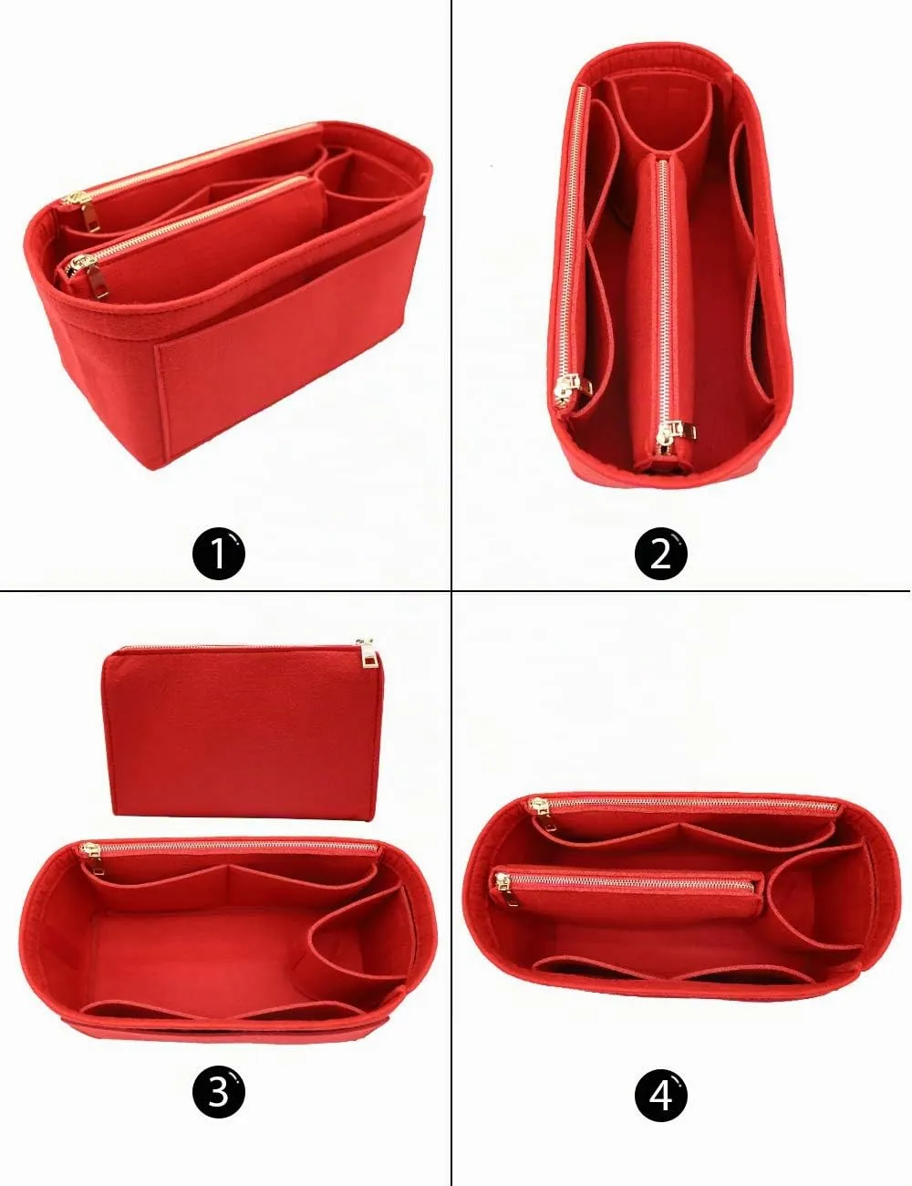 LEXSION Organizer per borsa in feltro per Speedy, Neverful, borsa Shaper 8023, rosso, L2 - immagine 3