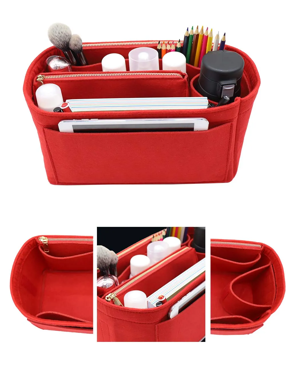 LEXSION Organizer per borsa in feltro per Speedy, Neverful, borsa Shaper 8023, rosso, L2 - immagine 4