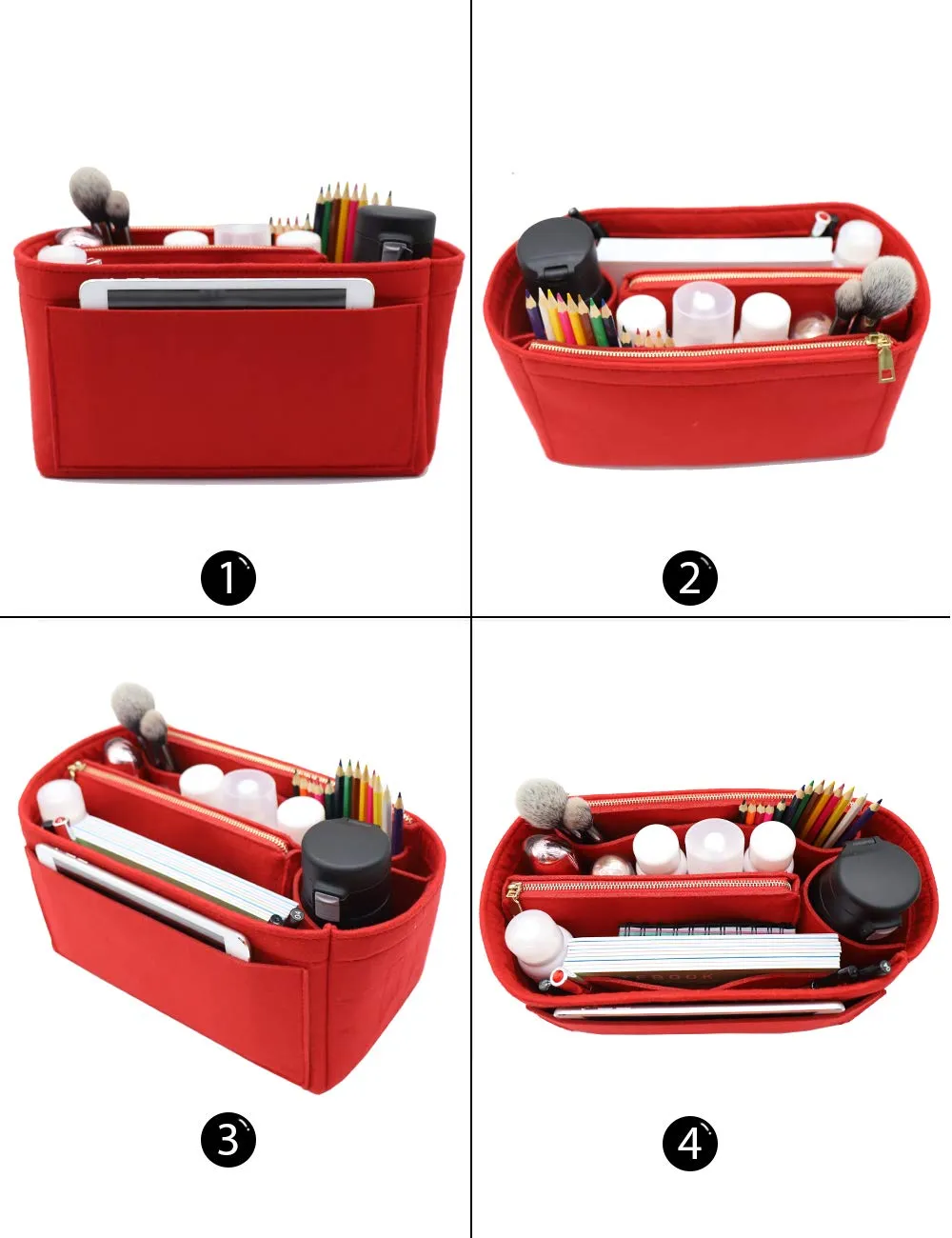 LEXSION Organizer per borsa in feltro per Speedy, Neverful, borsa Shaper 8023, rosso, L2 - immagine 5