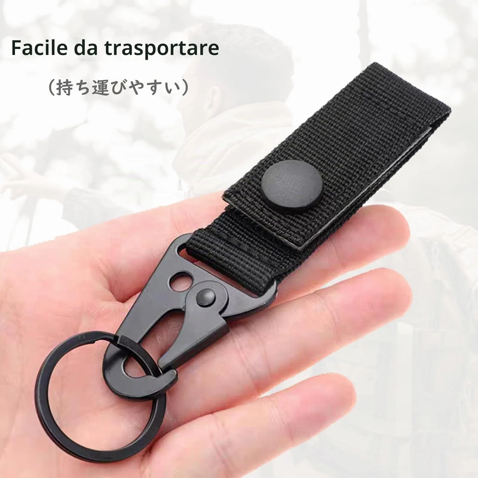 TRIWONDER Portachiavi da Cinturone Tattico con Moschettone, Gancio Portachiavi Militare in Nylon per Caccia Escursioni Polizia e Guardia Giurata (A - Nero - 2 Pezzi) - immagine 6