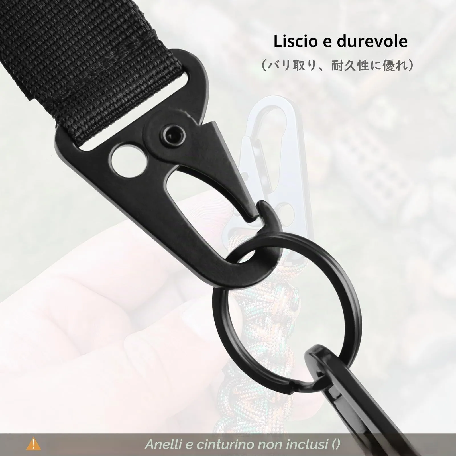 TRIWONDER Portachiavi da Cinturone Tattico con Moschettone, Gancio Portachiavi Militare in Nylon per Caccia Escursioni Polizia e Guardia Giurata (D - Ganci (25mm) - 12 Pezzi) - immagine 4