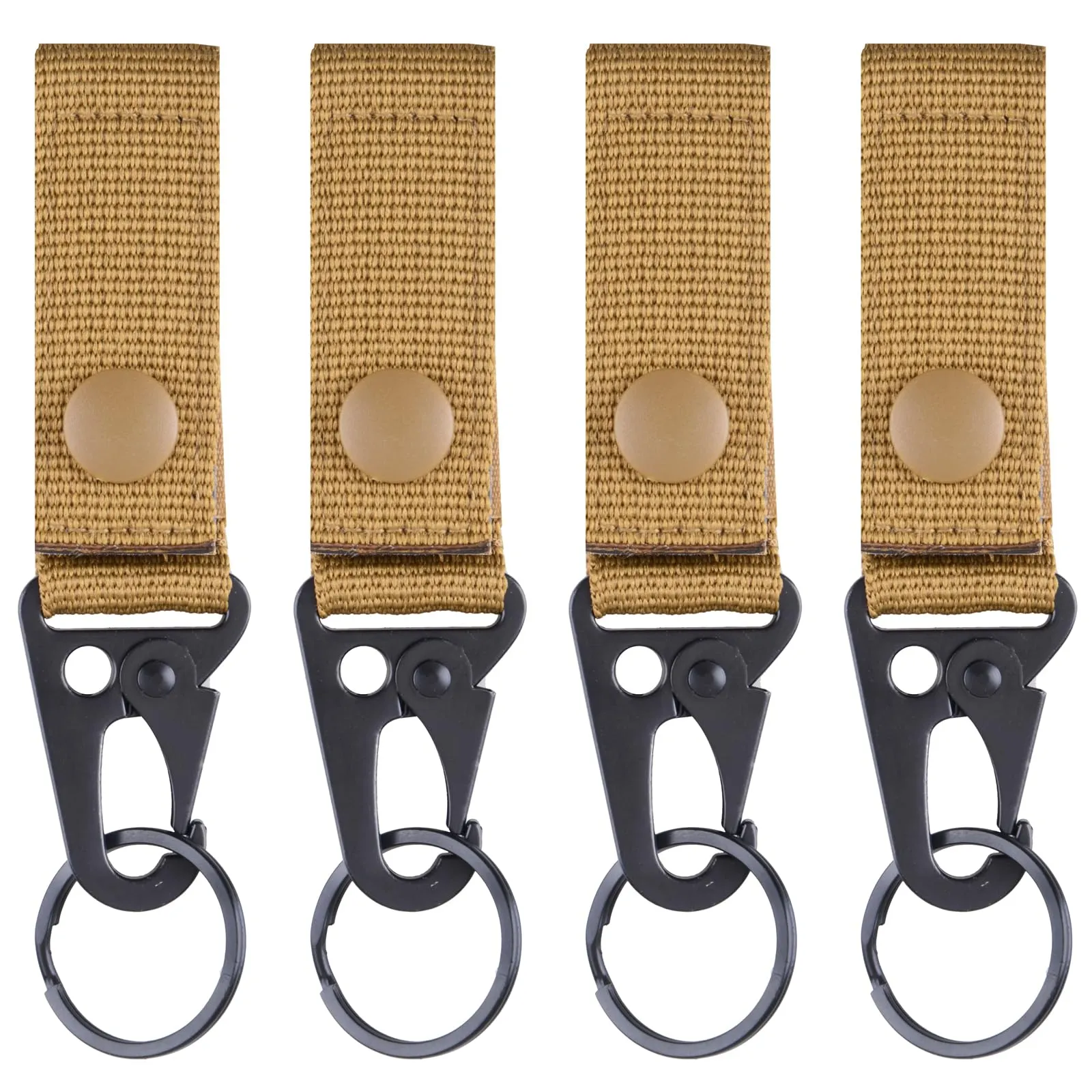 TRIWONDER Portachiavi da Cinturone Tattico con Moschettone, Gancio Portachiavi Militare in Nylon per Caccia Escursioni Polizia e Guardia Giurata (A - Cachi - 4 Pezzi) - immagine 1
