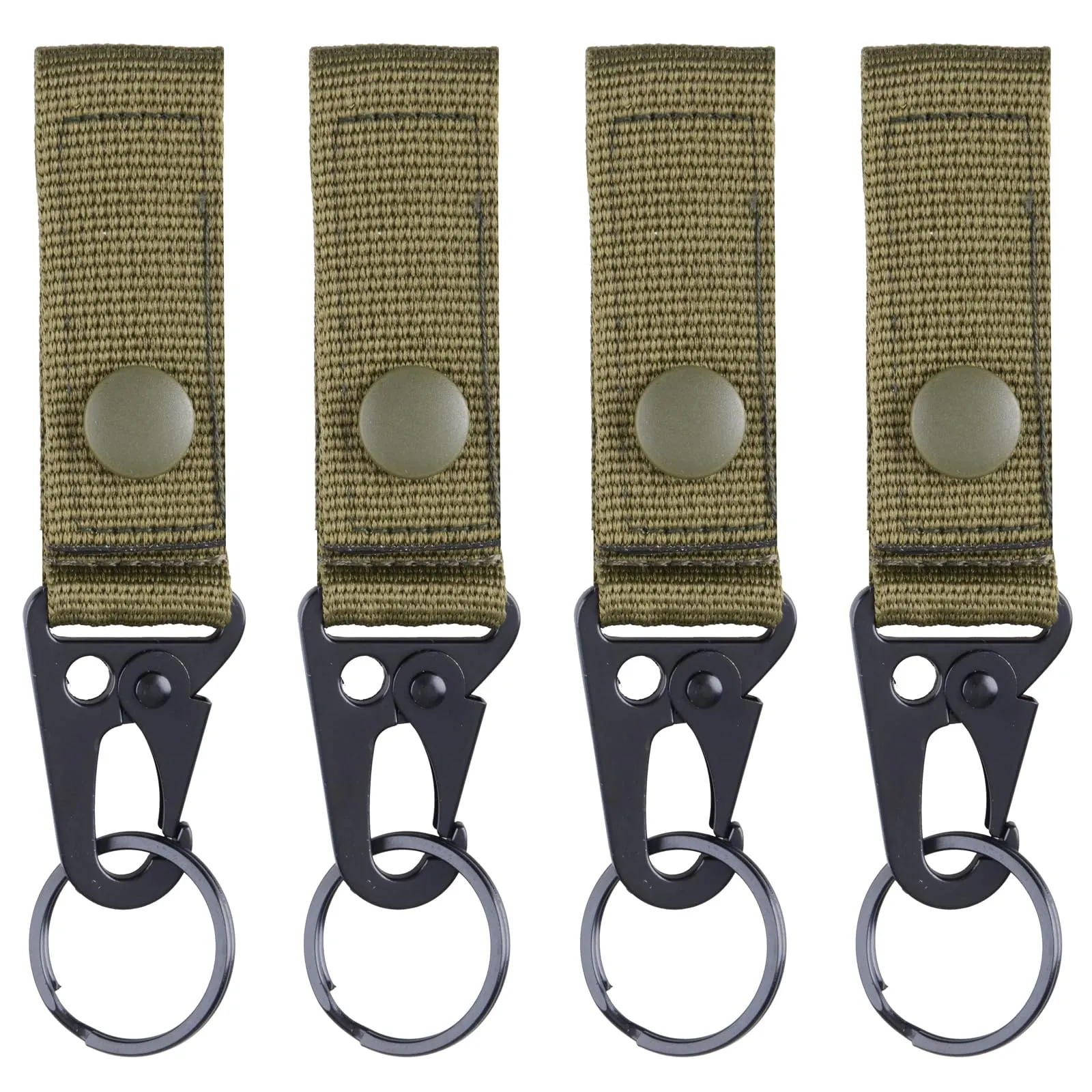 TRIWONDER Portachiavi da Cinturone Tattico con Moschettone, Gancio Portachiavi Militare in Nylon per Caccia Escursioni Polizia e Guardia Giurata (A - Verde - 4 Pezzi) - immagine 1