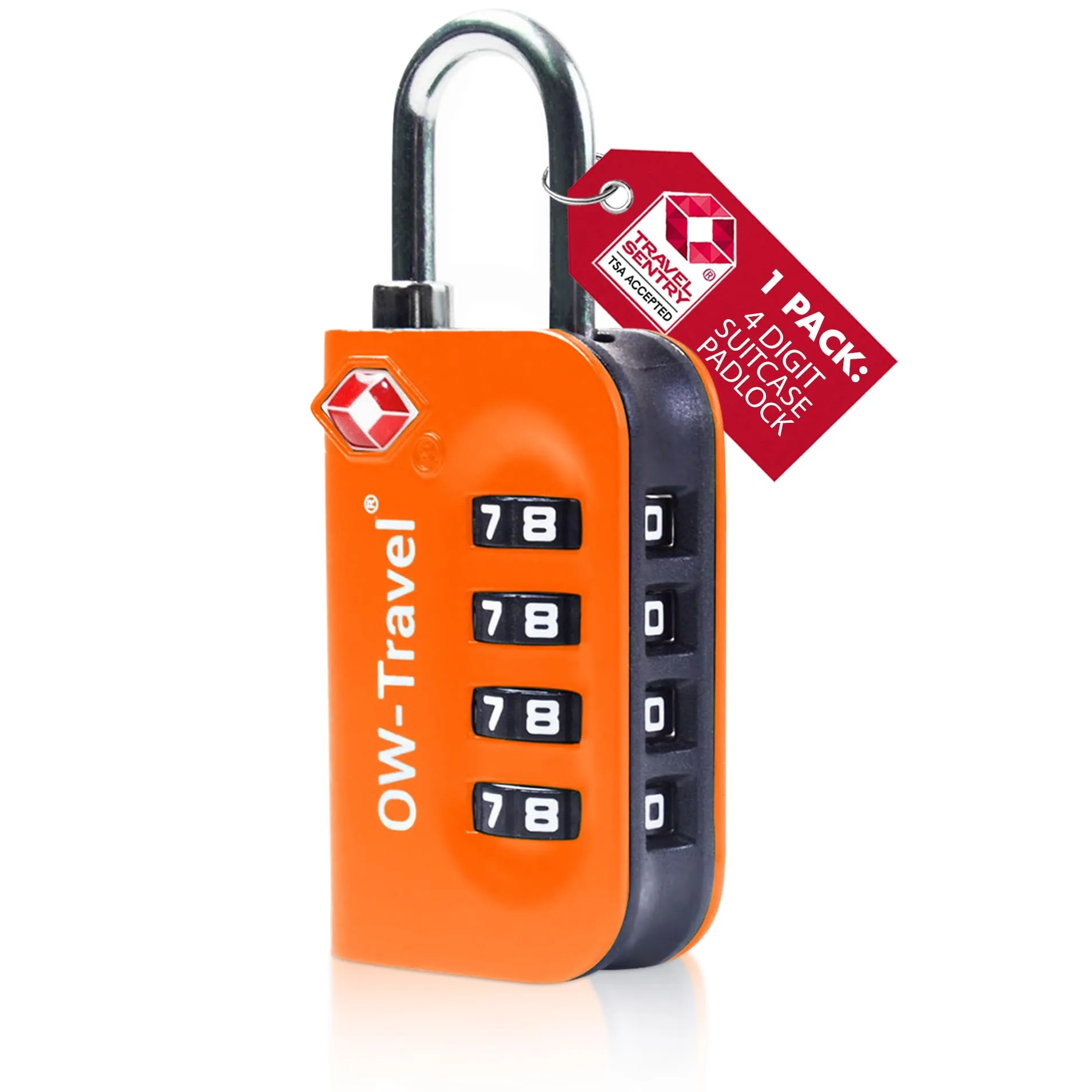 OW-Travel Lucchetto TSA, Lucchetto Valigia Aereo 4 Cifre Arancione 1 Pz - immagine 1