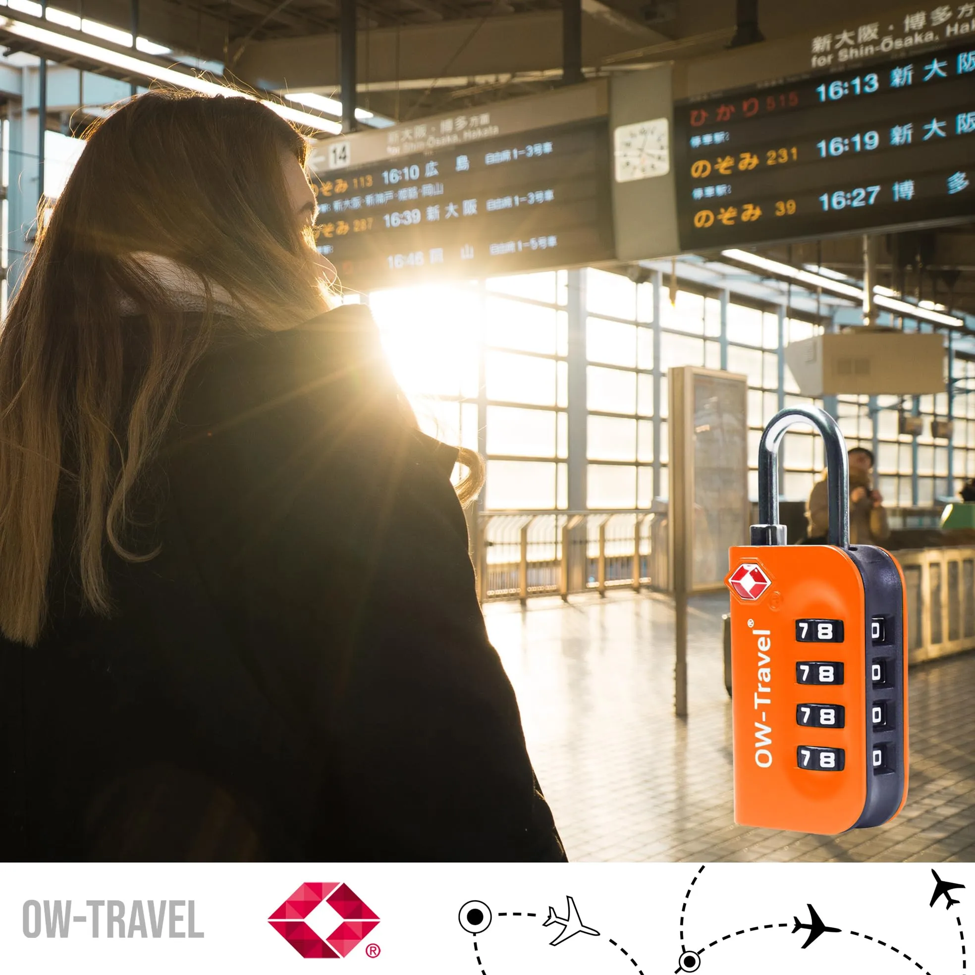 OW-Travel Lucchetto TSA, Lucchetto Valigia Aereo 4 Cifre Arancione 1 Pz - immagine 9